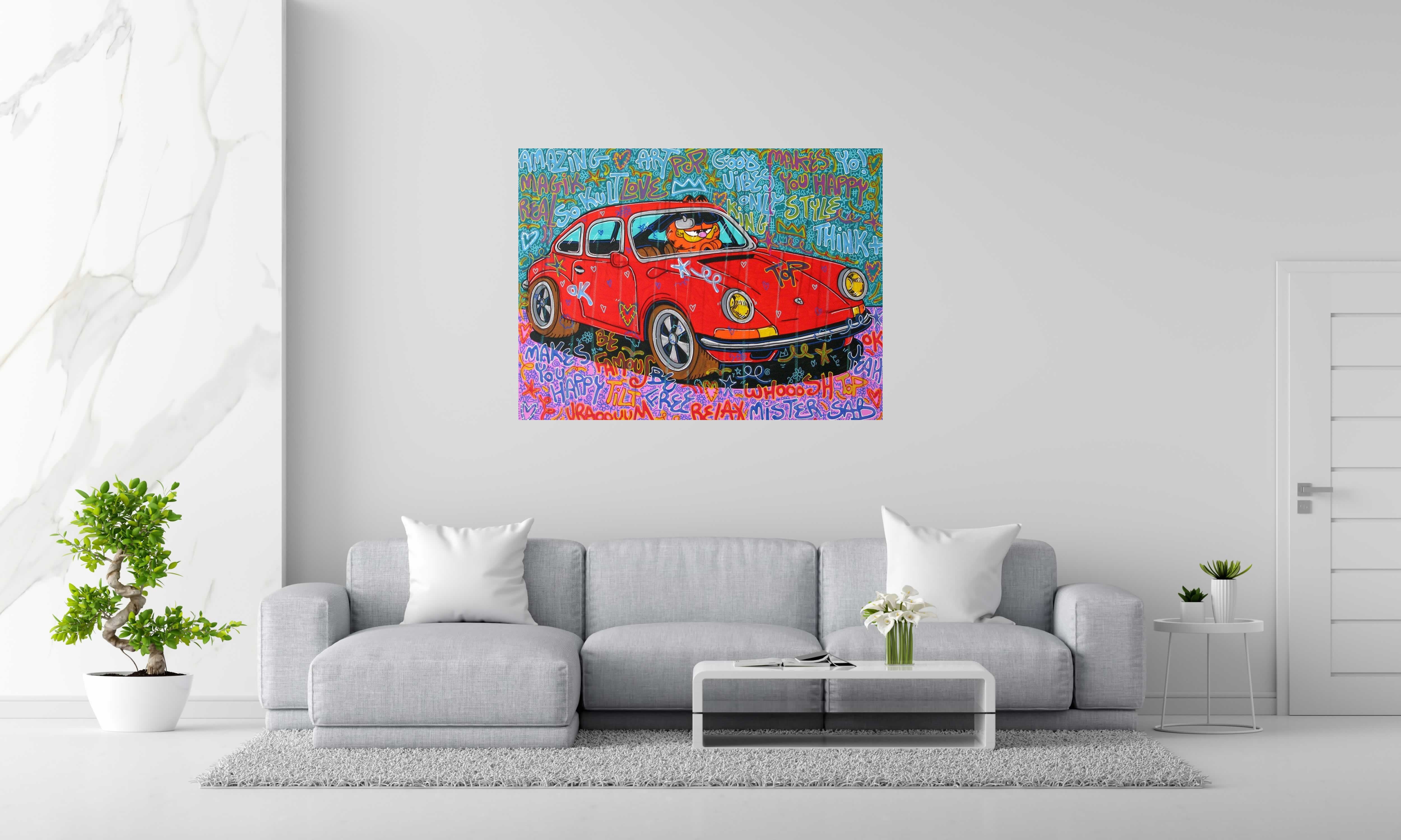Tableau de RICO SAB a pour titre  Good vibes Garfield style street pop art, street art dim : RICO SABprix:1350