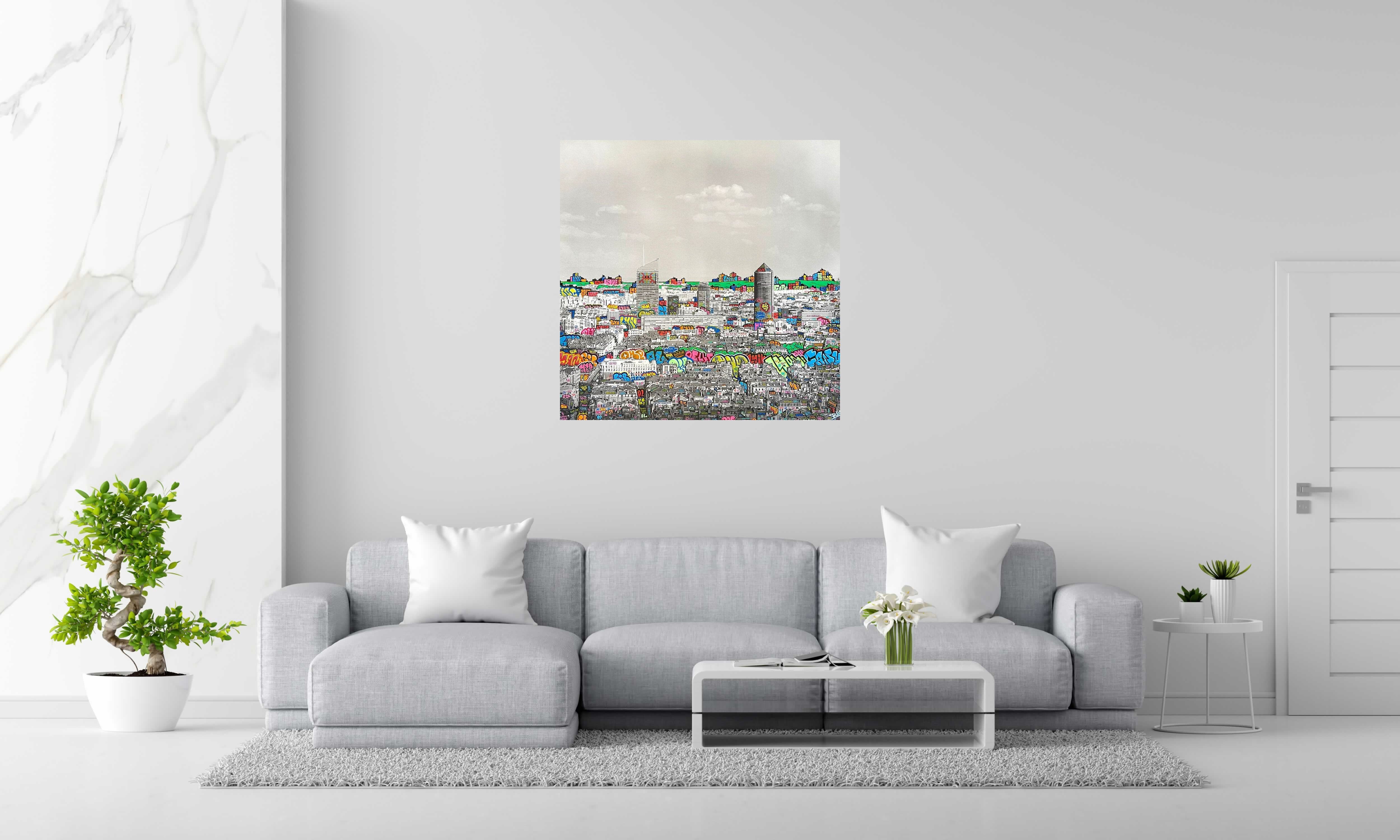 Tableau de BLACH a pour titre  Lyon colorfull XL style graffiti, street art dim : BLACHprix:950