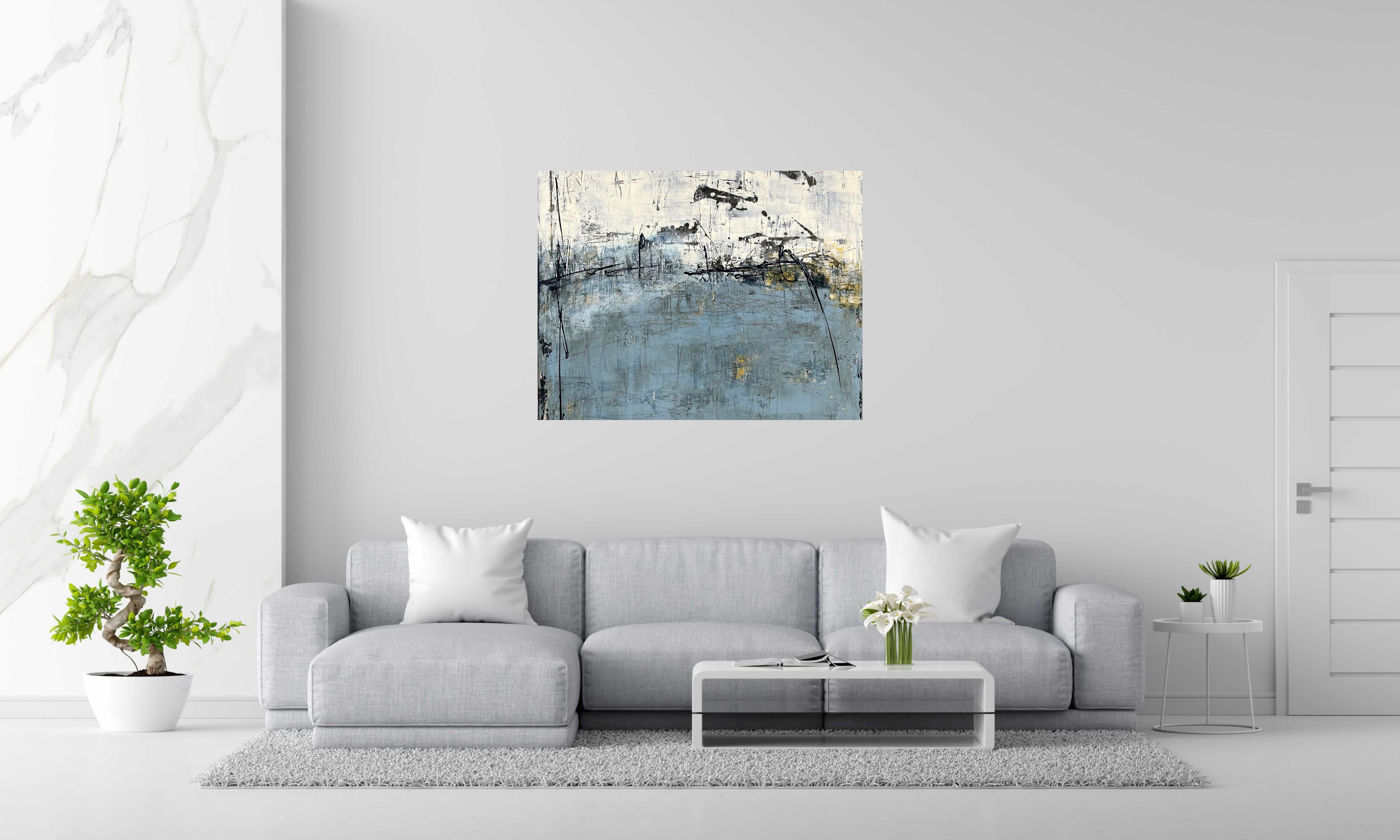 Tableau de TANIA CARRARA a pour titre  sans titre bleu style abstrait dim : TANIA CARRARAprix:1100