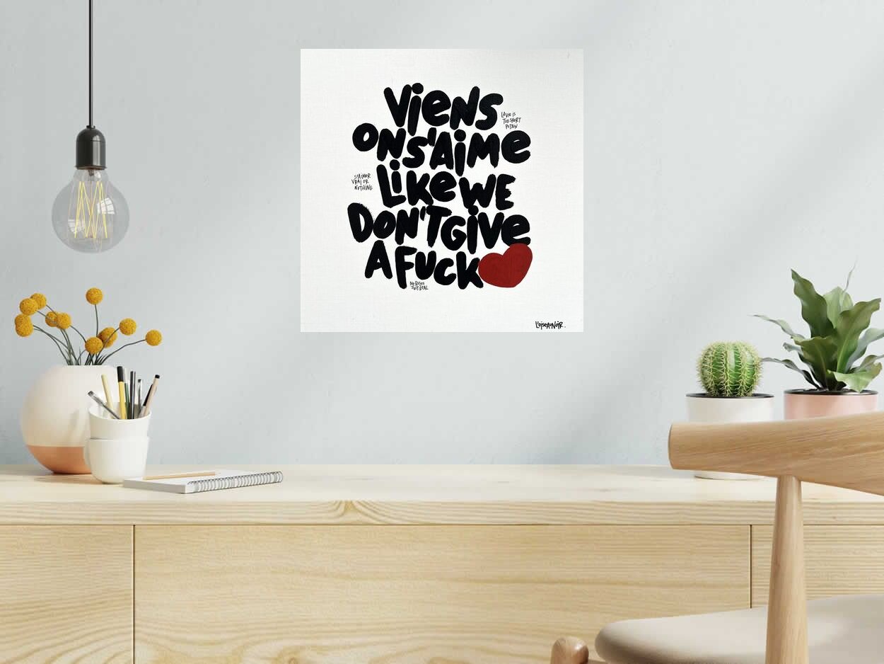 Tableau de L'OISEAU NOIR a pour titre  Give  a fuck style graphique dim : L'OISEAU NOIRprix:320