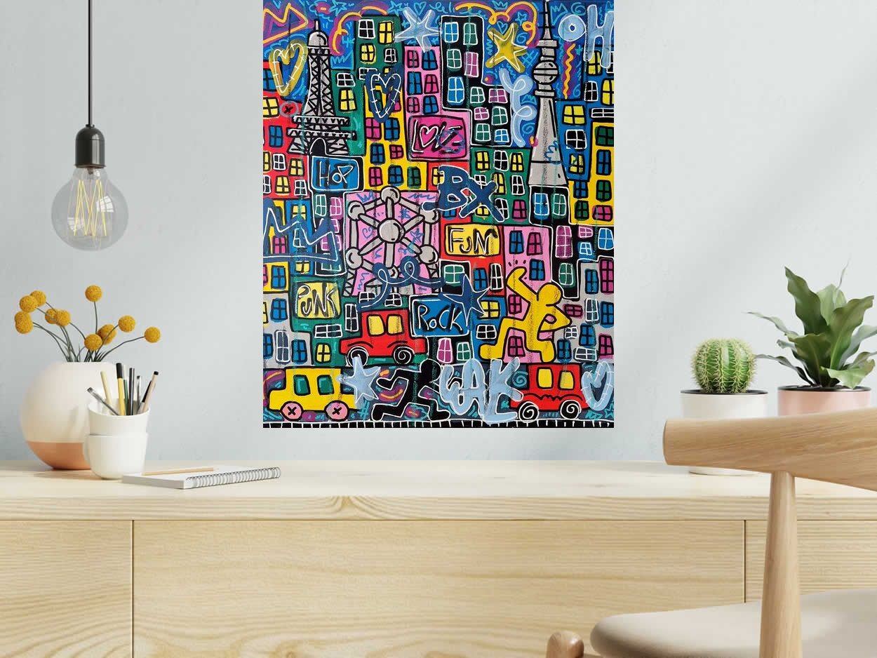 Tableau de RICO SAB a pour titre  PARIS BRUXELLES BERLIN style street pop art dim : RICO SABprix:290