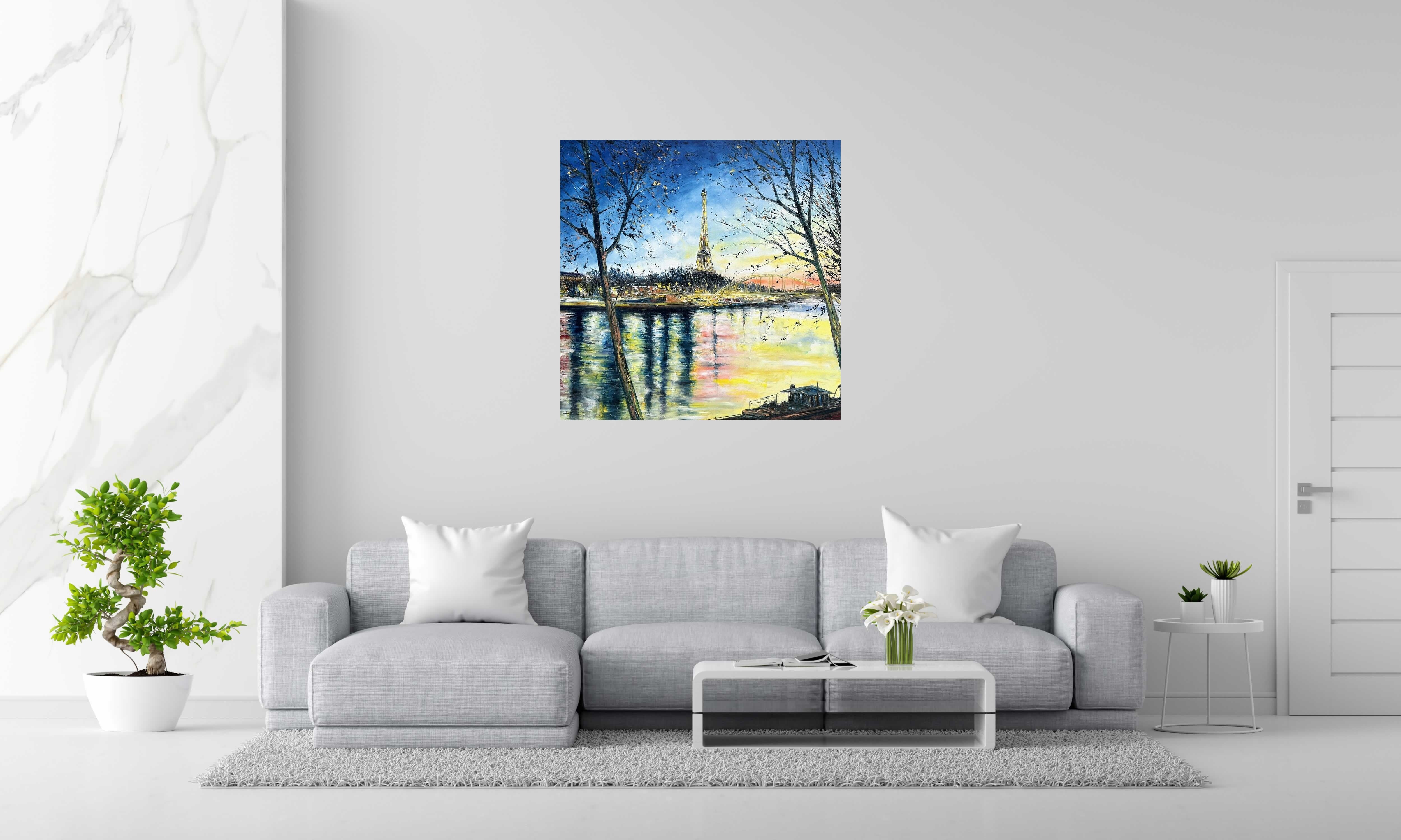 Tableau de PHIL a pour titre  Sur les quais de Paris style figuratif dim : PHILprix:850