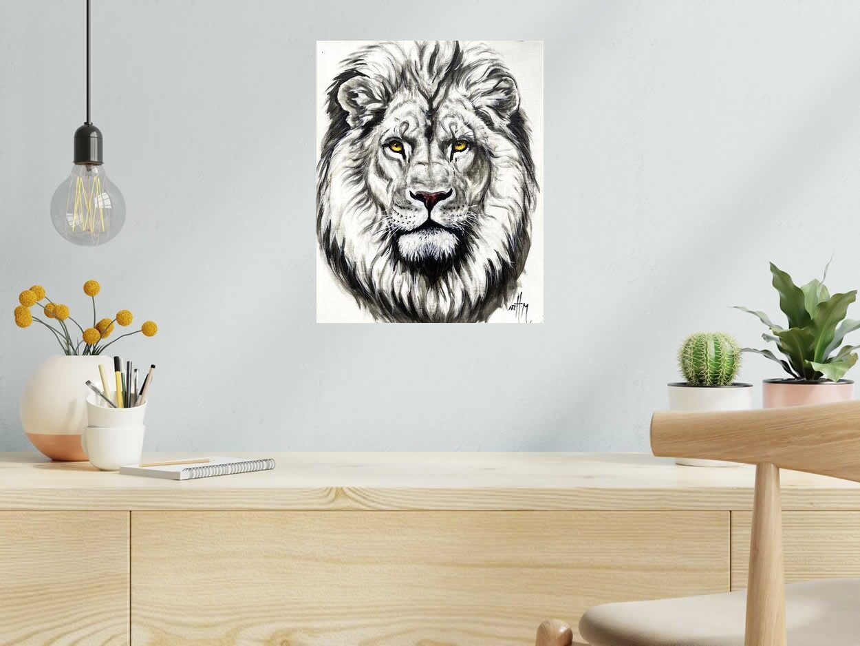 Tableau de ART HM a pour titre  Lion style figuratif, graphique dim : ART HMprix:300