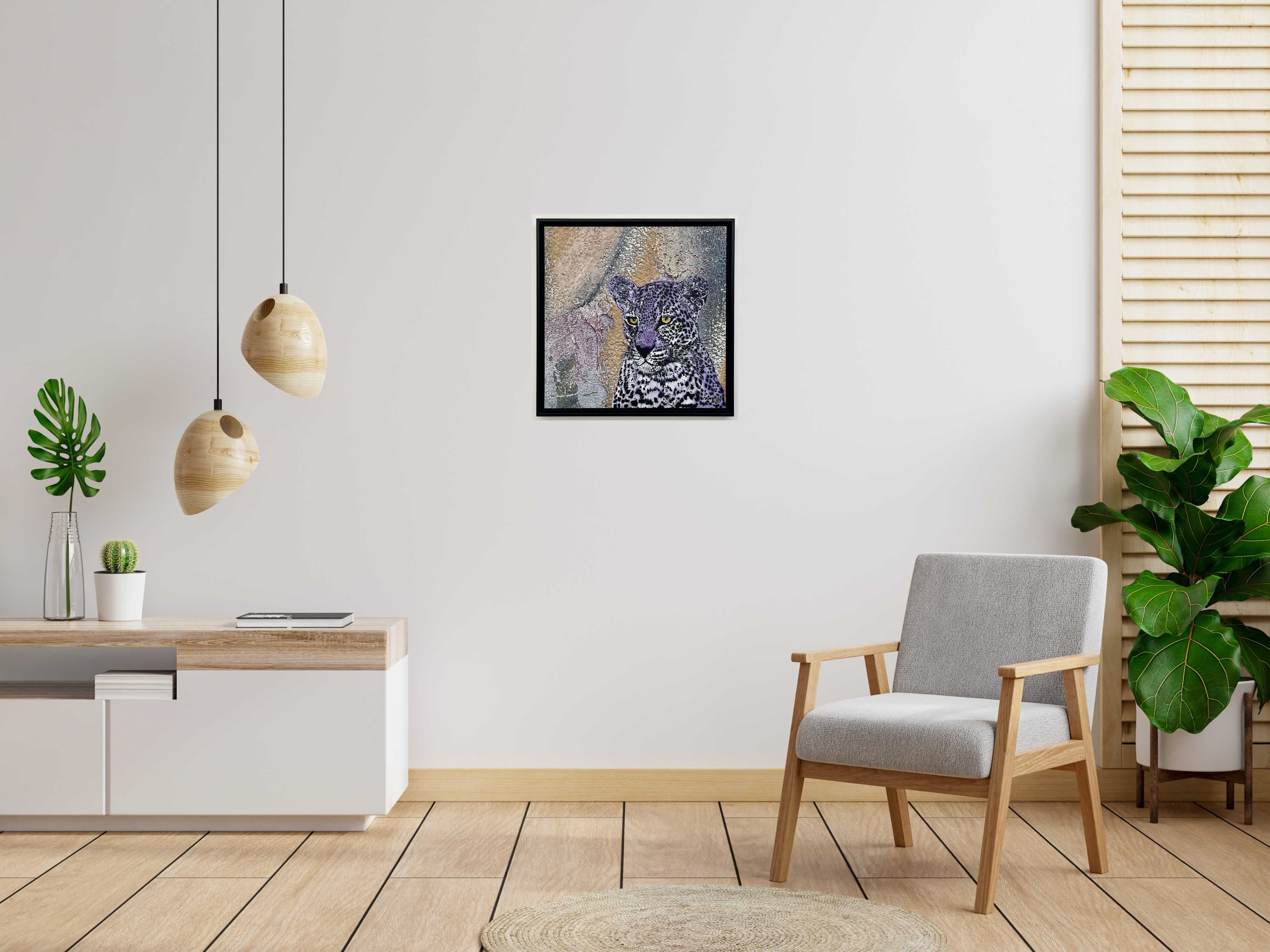 Tableau de MOSKO a pour titre  Buste panthère violet style street art dim : MOSKOprix:1600