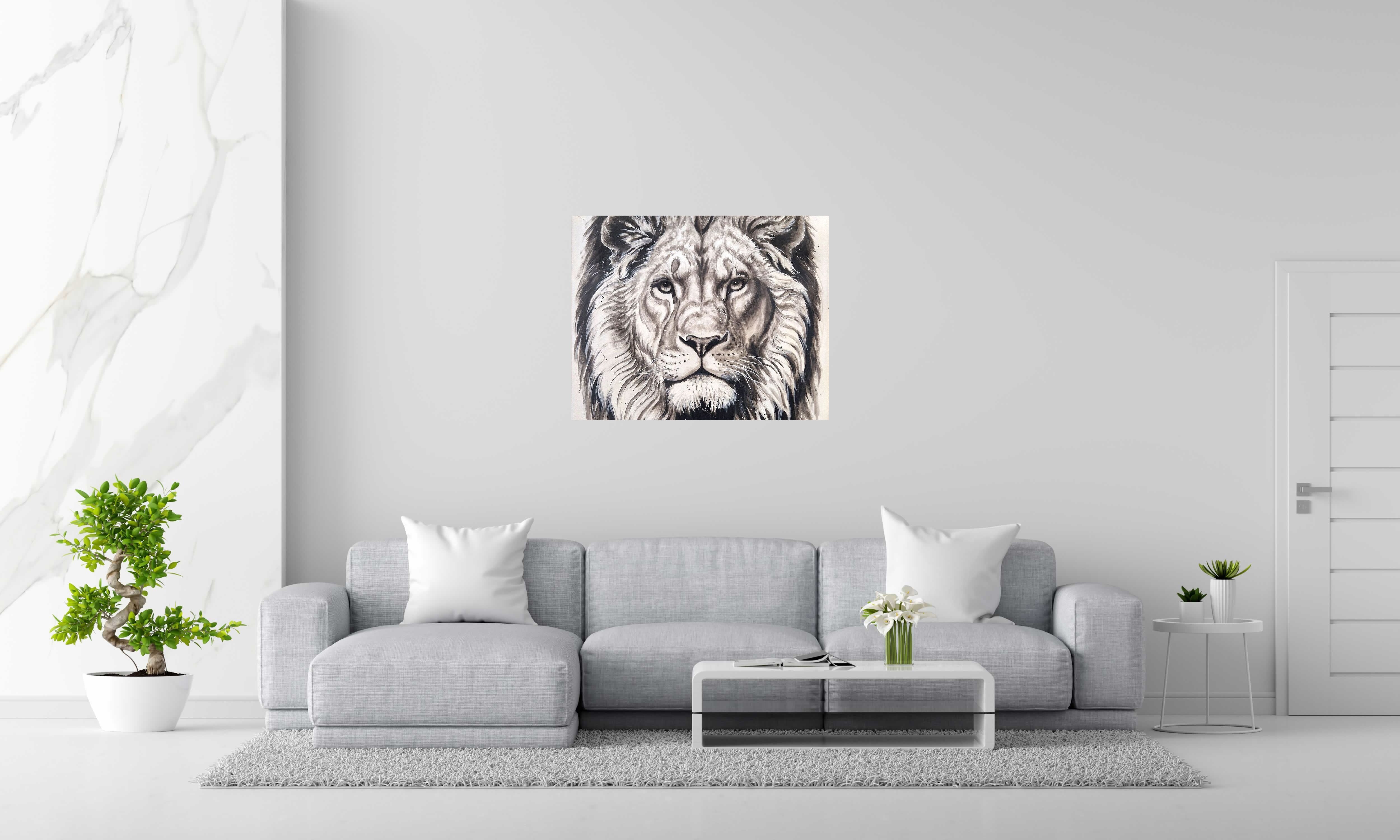 Tableau de ART HM a pour titre  Lion Blanc style street art dim : ART HMprix:1000