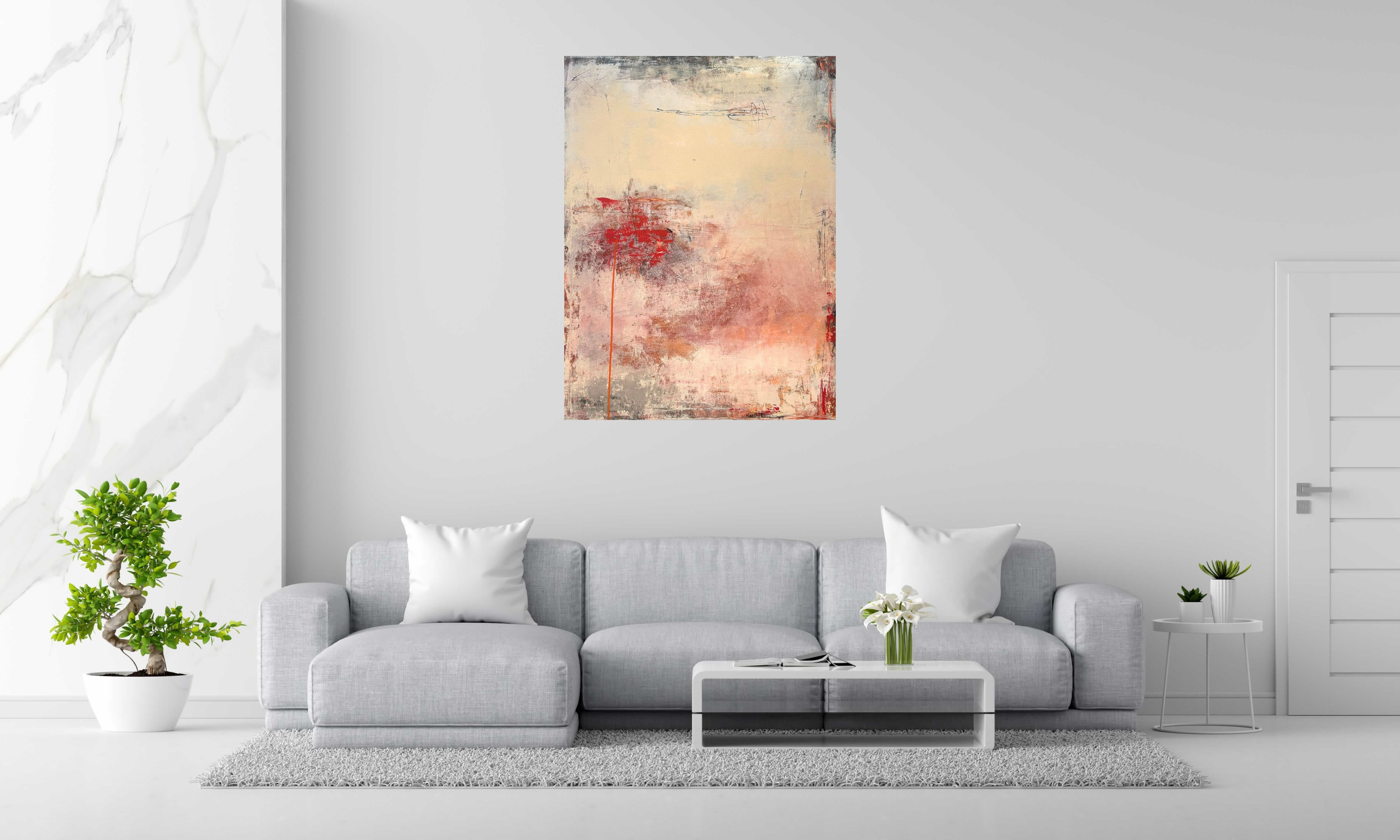 Tableau de TANIA CARRARA a pour titre  Nuances vermillon style abstrait dim : TANIA CARRARAprix:1400