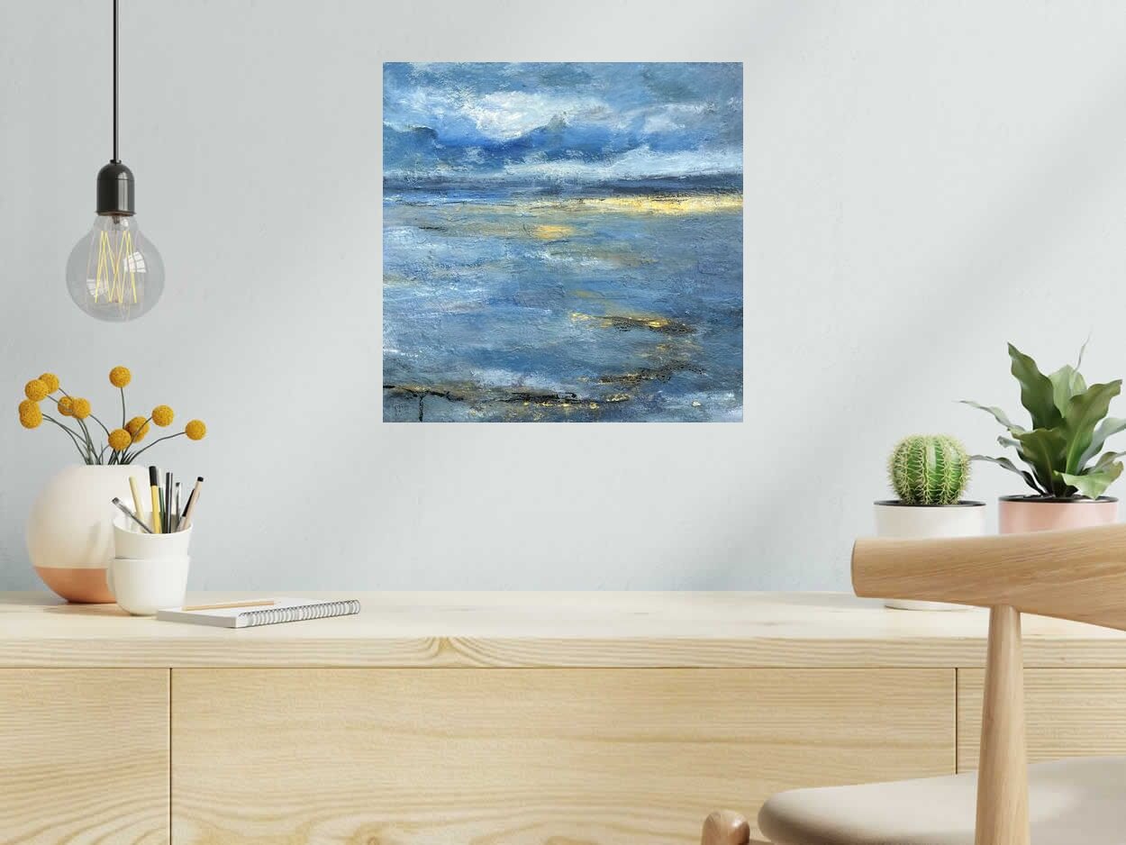 Tableau de PASCALE JACQUEMOND a pour titre  Bords de mer style abstrait dim : PASCALE JACQUEMONDprix:220