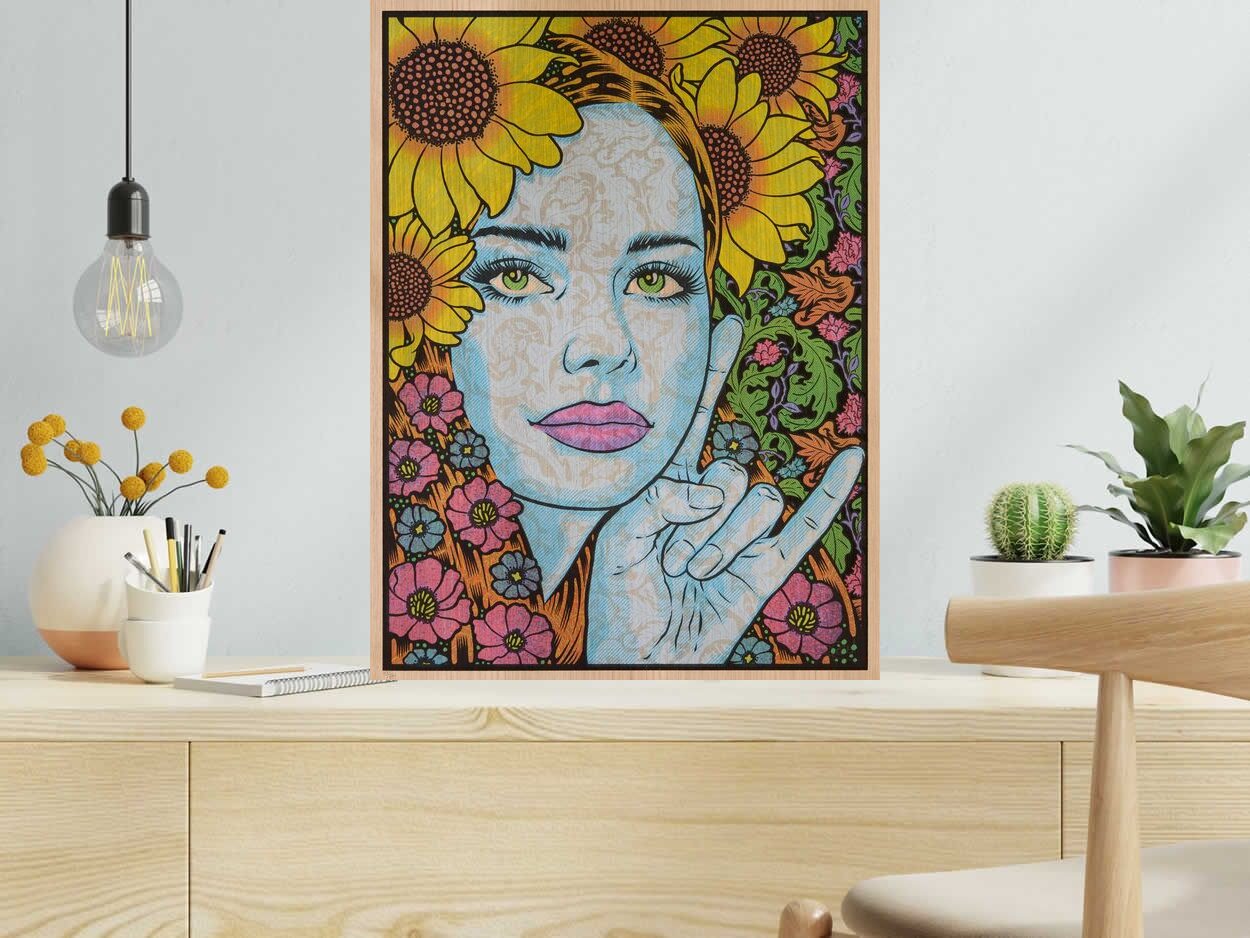 Tableau de CHUCK SPERRY a pour titre  THE BACCHANTE WOOD PANEL AP style expo chuck dim : CHUCK SPERRYprix:2500