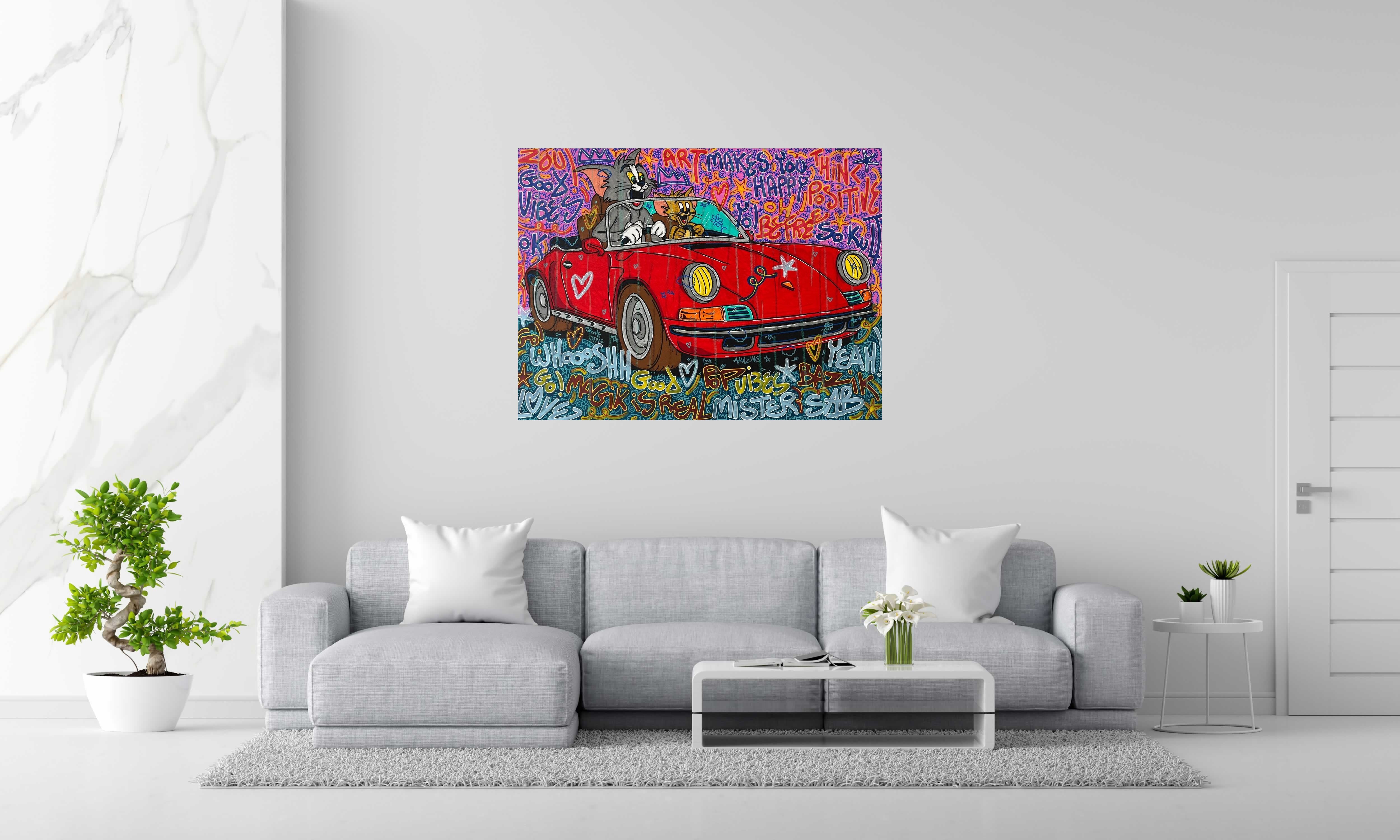 Tableau de RICO SAB a pour titre  Makes You Happy style street pop art, street art dim : RICO SABprix:1350