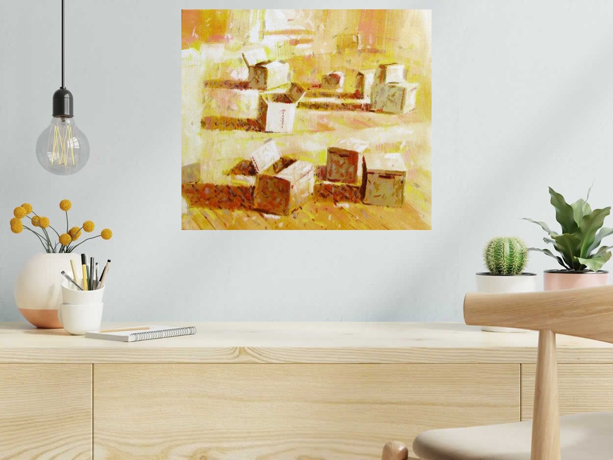 Tableau de HEATON RUDYARD a pour titre  DEMENAGEMENT style figuratif dim : HEATON RUDYARDprix:240