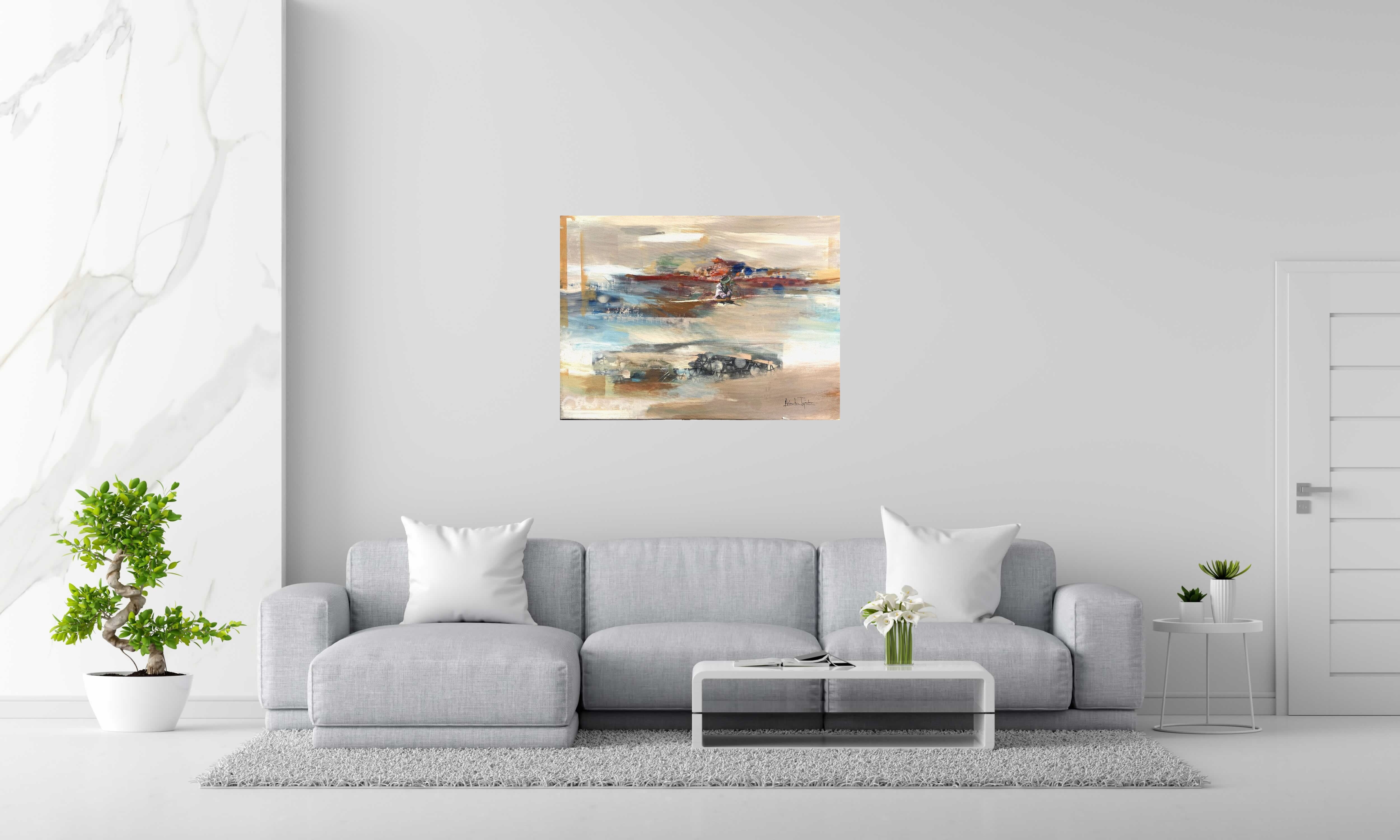 Tableau de ARANCHA TEJEDOR a pour titre  BATEAU style abstrait dim : ARANCHA TEJEDORprix:700