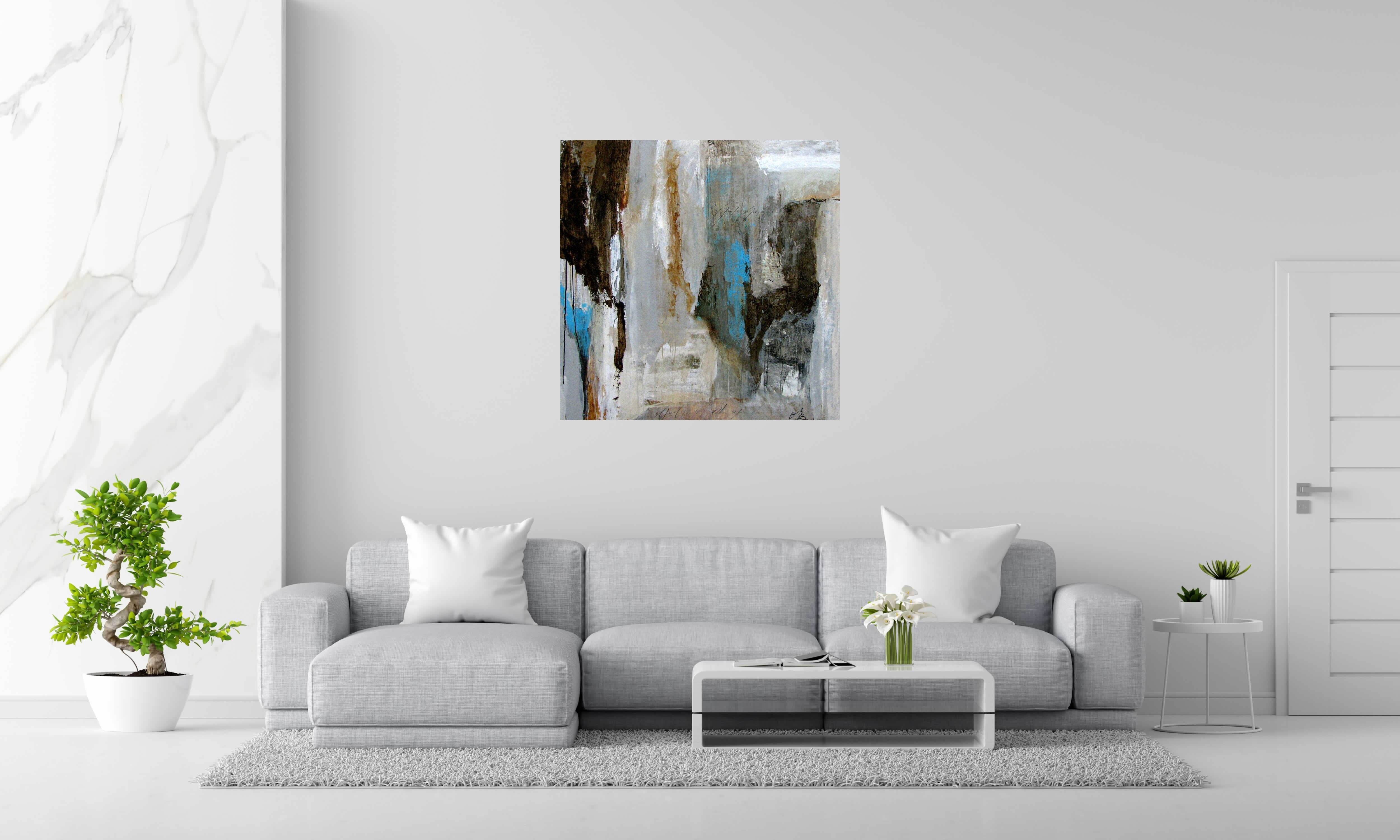 Tableau de MICHELLE BOISSONOT a pour titre  TERRE ET MER style abstrait dim : MICHELLE BOISSONOTprix:850