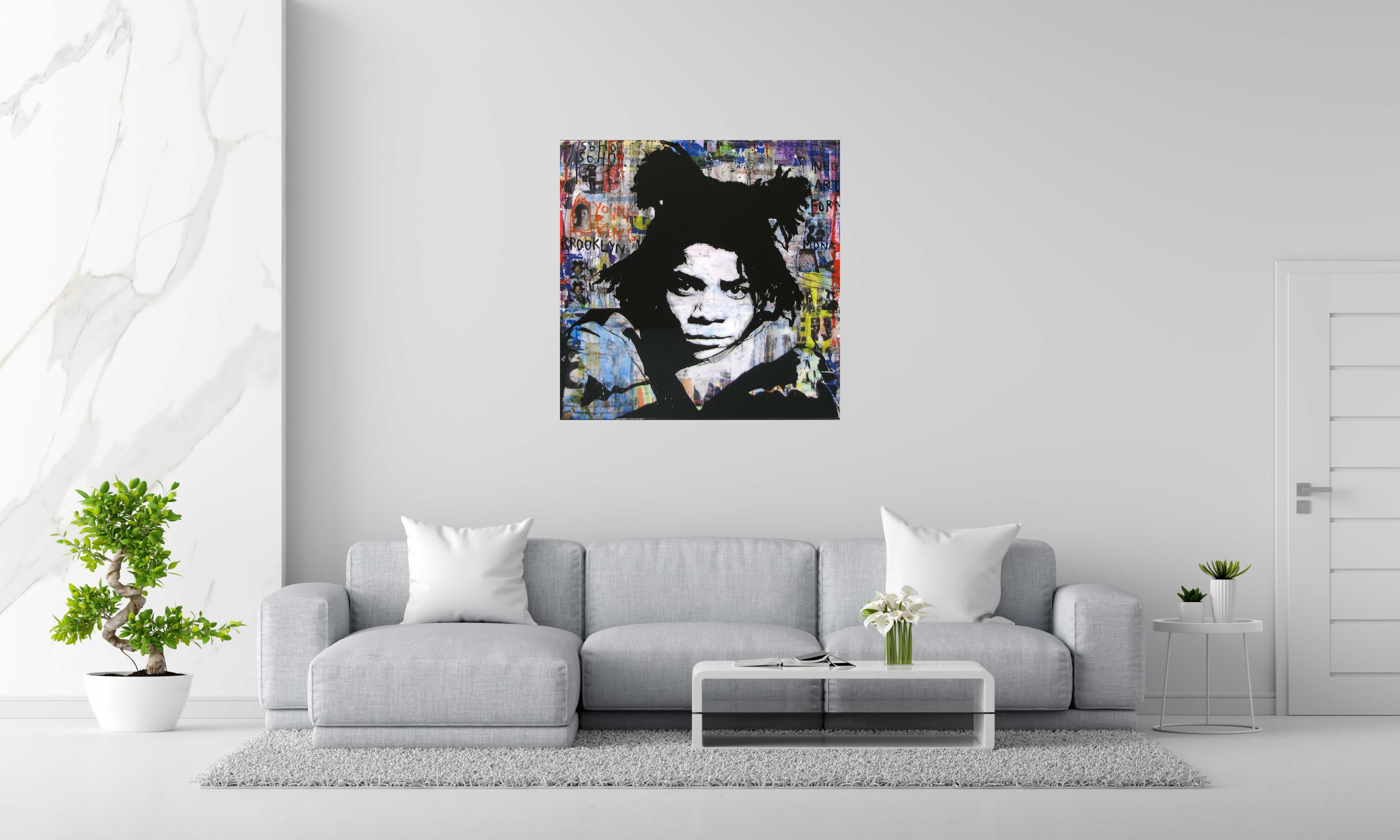 Tableau de THIERRY RASINE a pour titre  YOUNG KING style street pop art, street art dim : THIERRY RASINEprix:1250