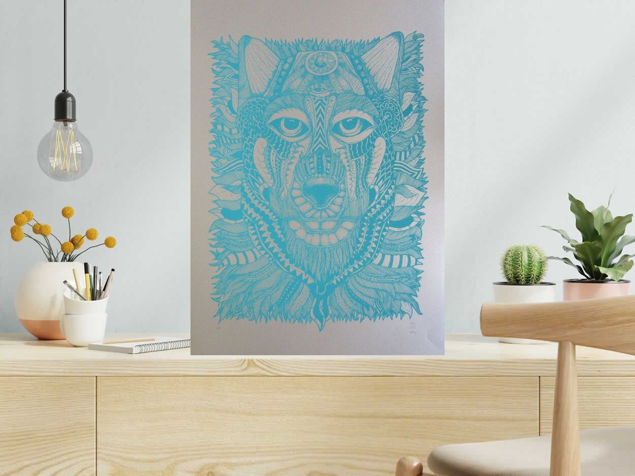 Editions d'art de JIBE a pour titre  WOLFDOG style graphique dim : JIBEprix:
