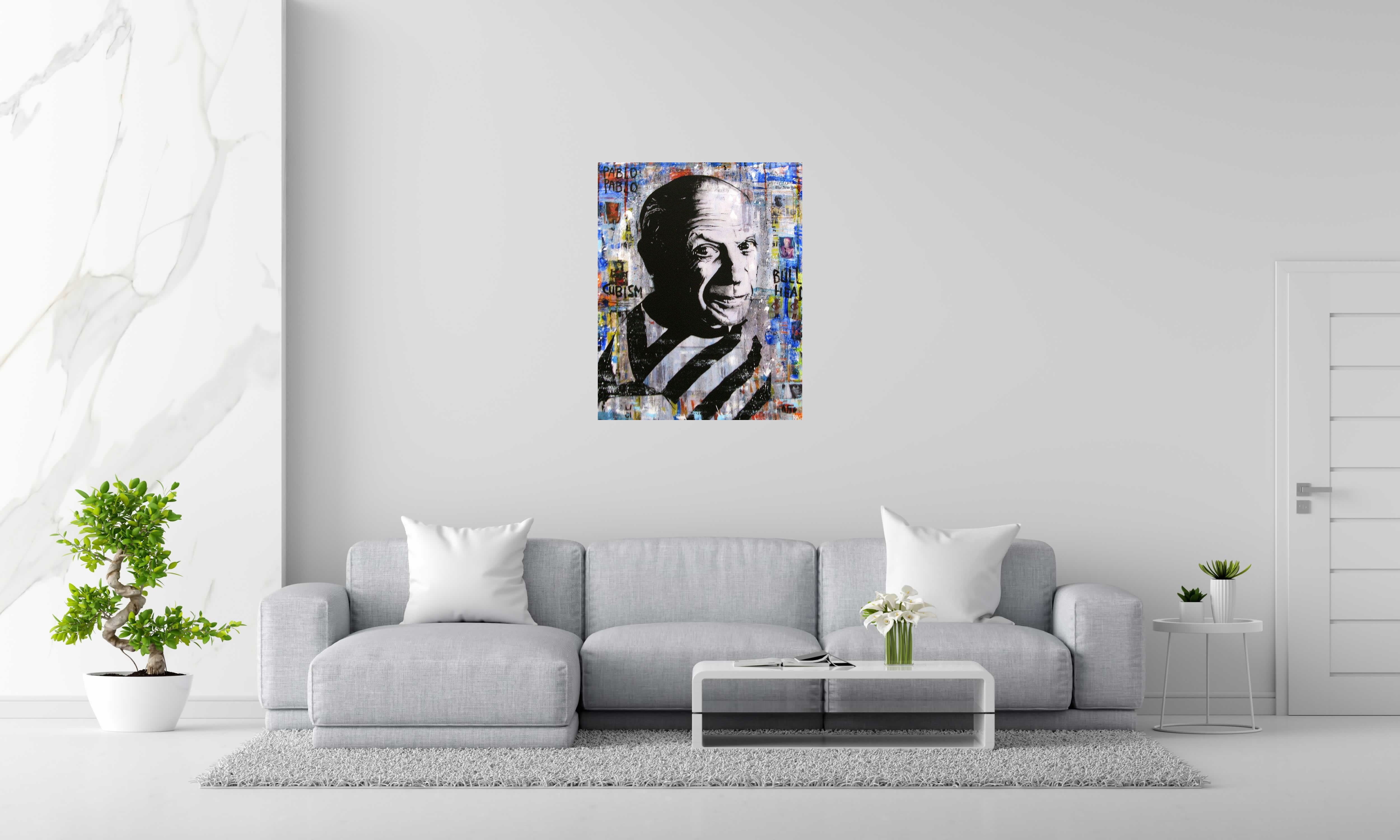 Tableau de THIERRY RASINE a pour titre  PABLO style street pop art, street art dim : THIERRY RASINEprix:800