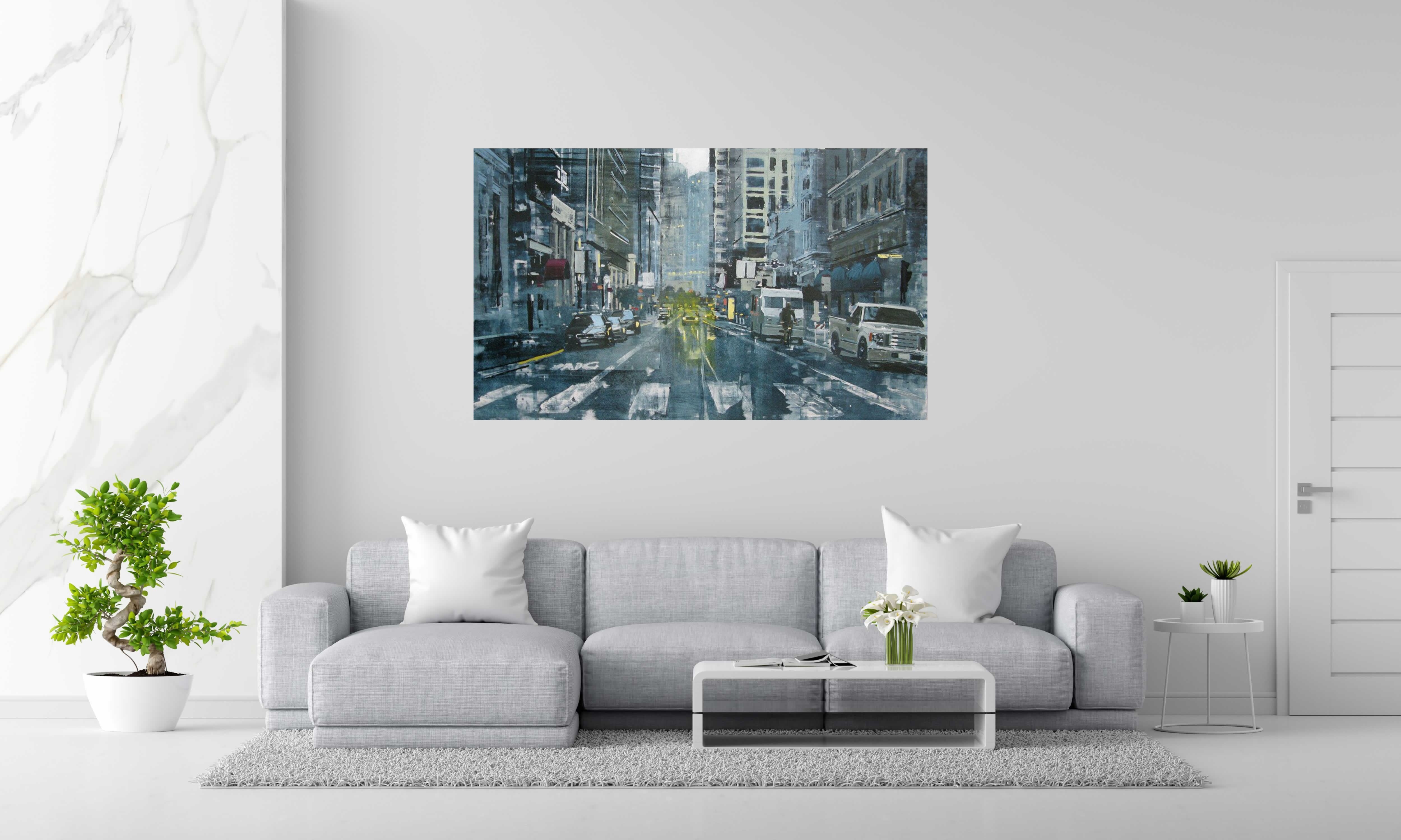 Tableau de ADRIEN FAVEAU a pour titre  SAN FRANCISCO FINANCIAL DISTRICT style figuratif dim : ADRIEN FAVEAUprix:5000