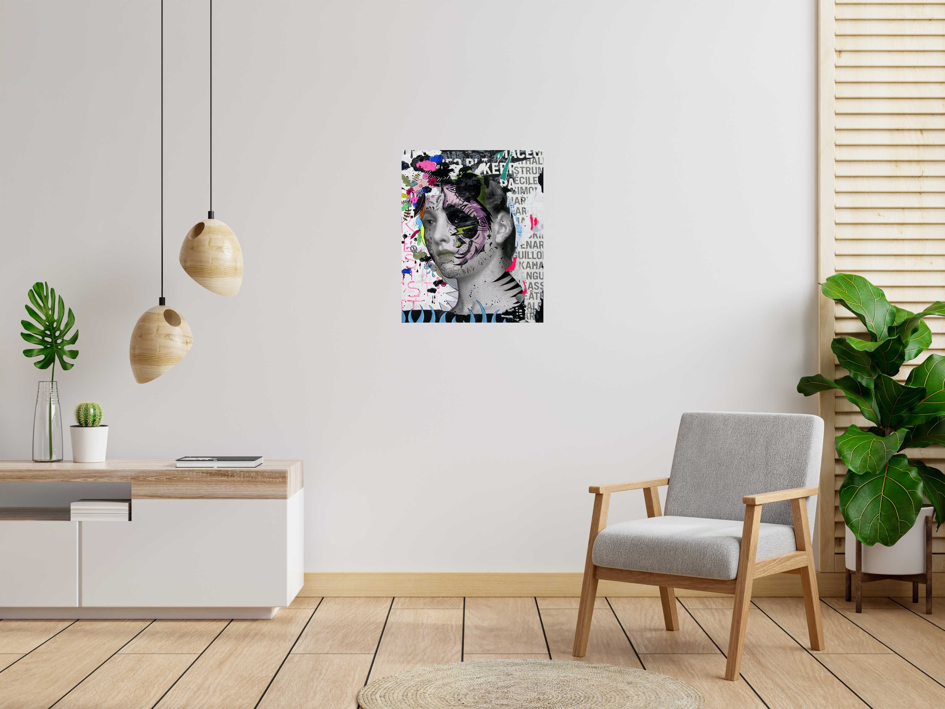 Tableau de LN LE PAPE a pour titre  LA FEMME PANDA style street art dim : LN LE PAPEprix:490