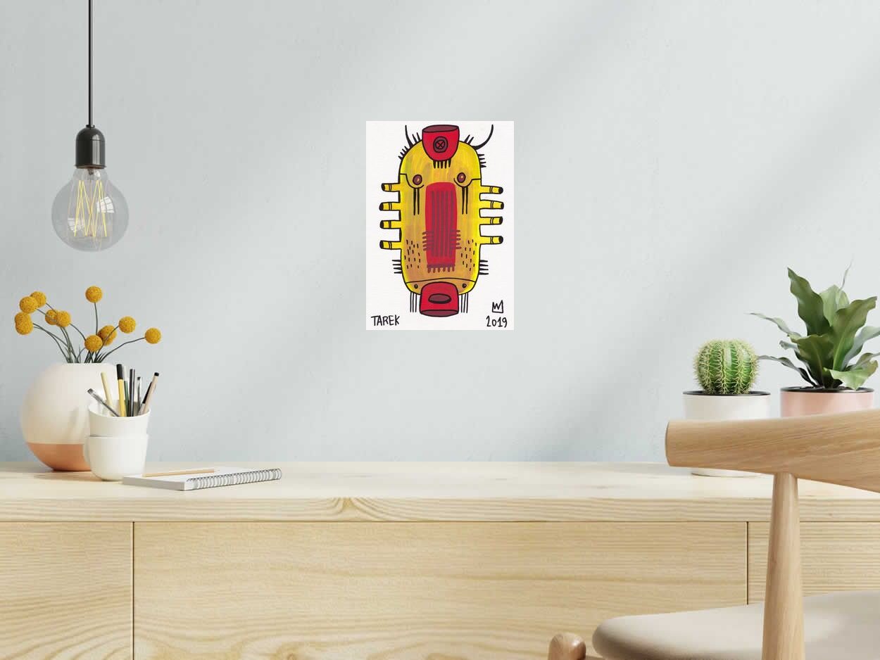 Dessin de TAREK a pour titre  MASK JAUNE style graphique dim : TAREKprix: