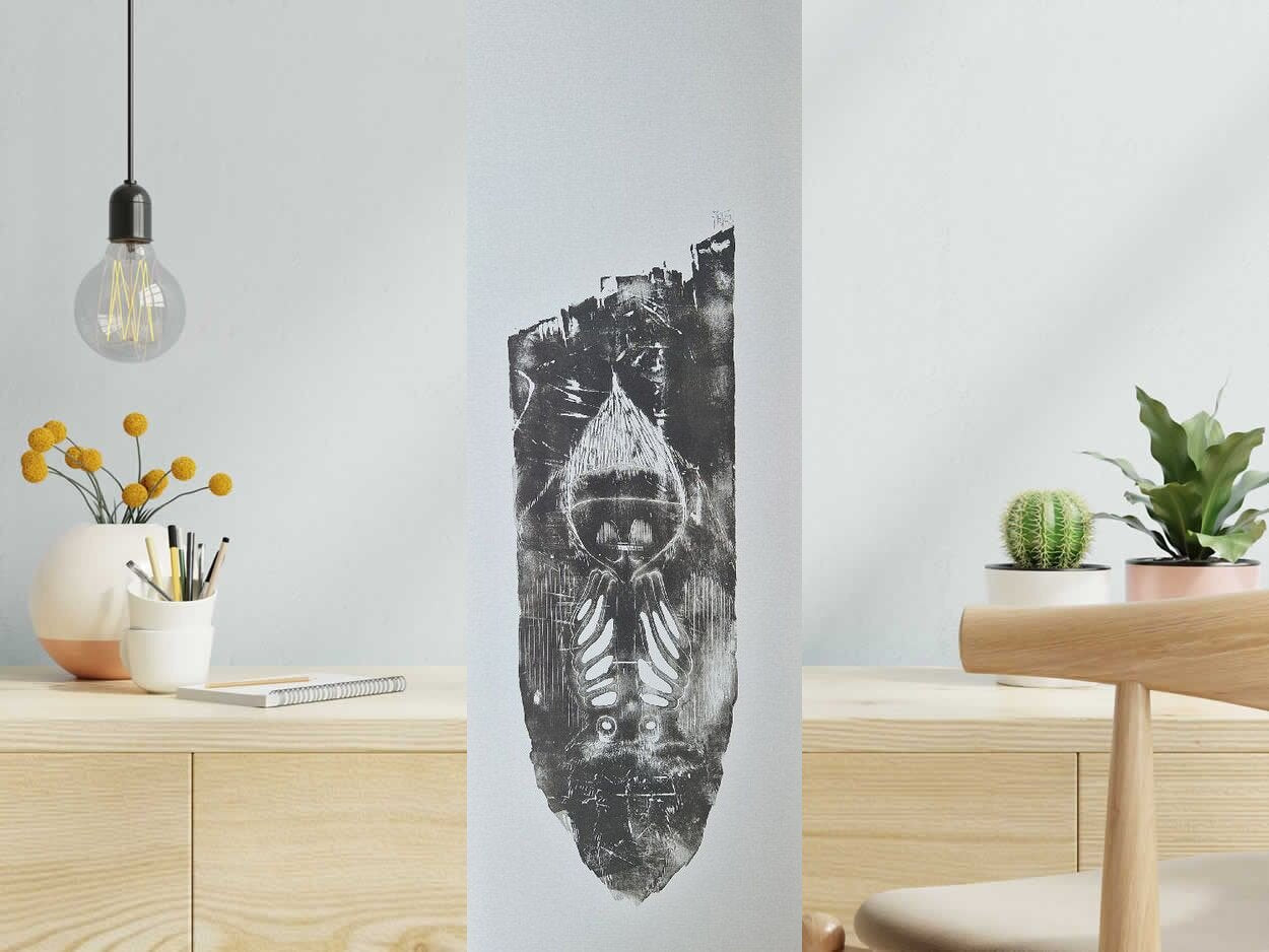 Editions d'art de OSRU a pour titre  SKATE/BABOUIN NOIR style figuratif dim : OSRUprix:70