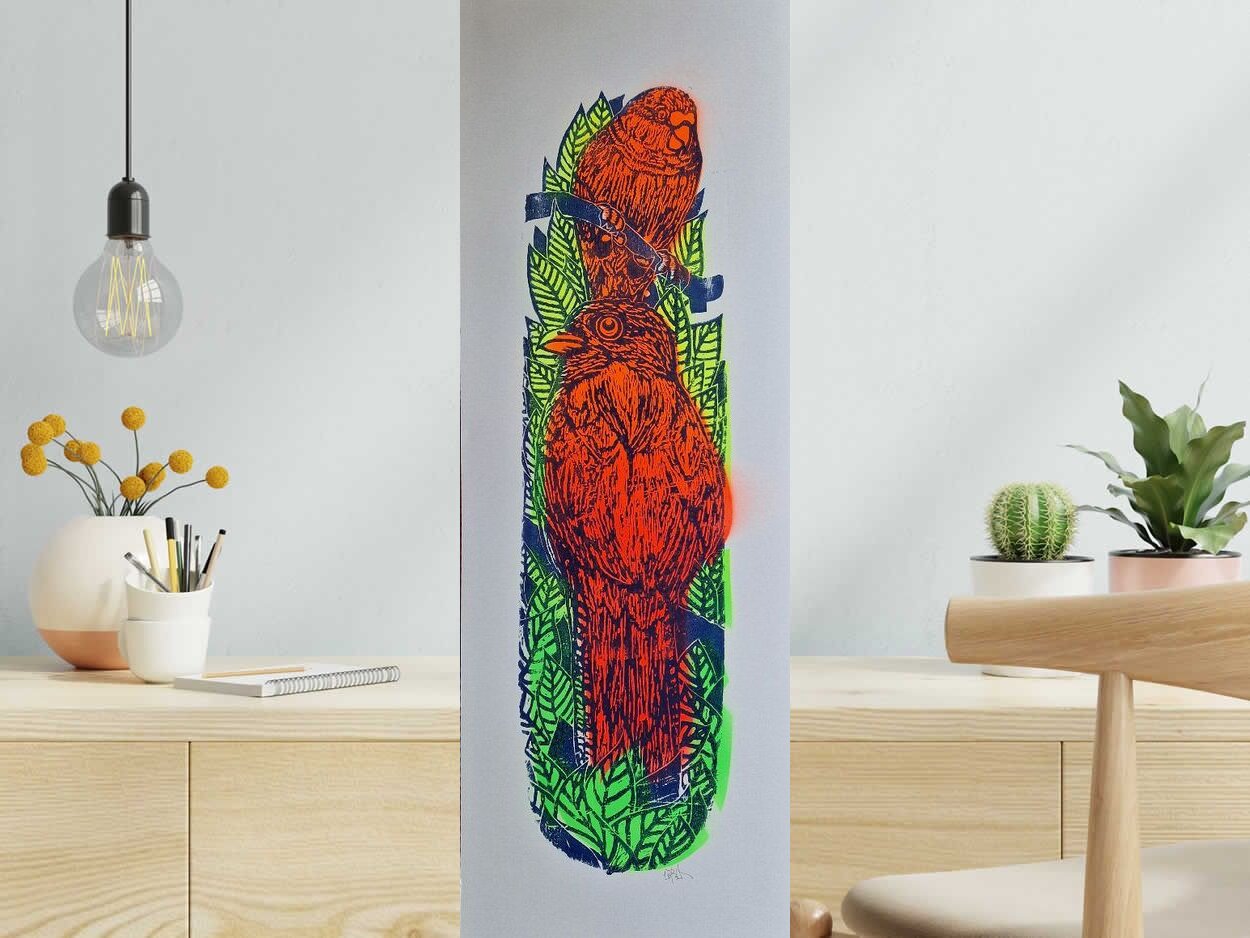 Editions d'art de OSRU a pour titre  SKATE/INSEPARABLE ORANGE style figuratif dim : OSRUprix:70