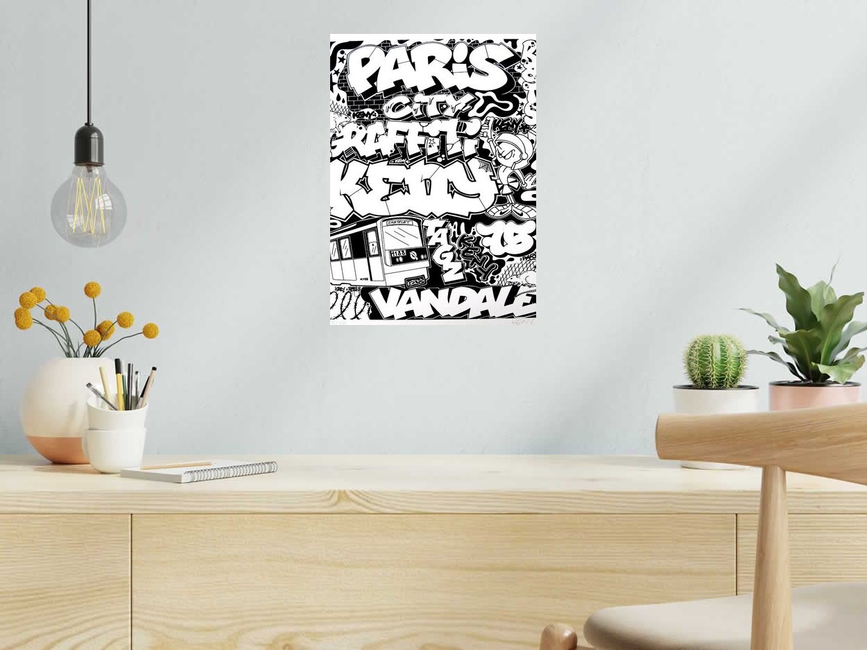 Editions d'art de KENY a pour titre  PARIS CITY - BLACK style street pop art dim : KENYprix:70