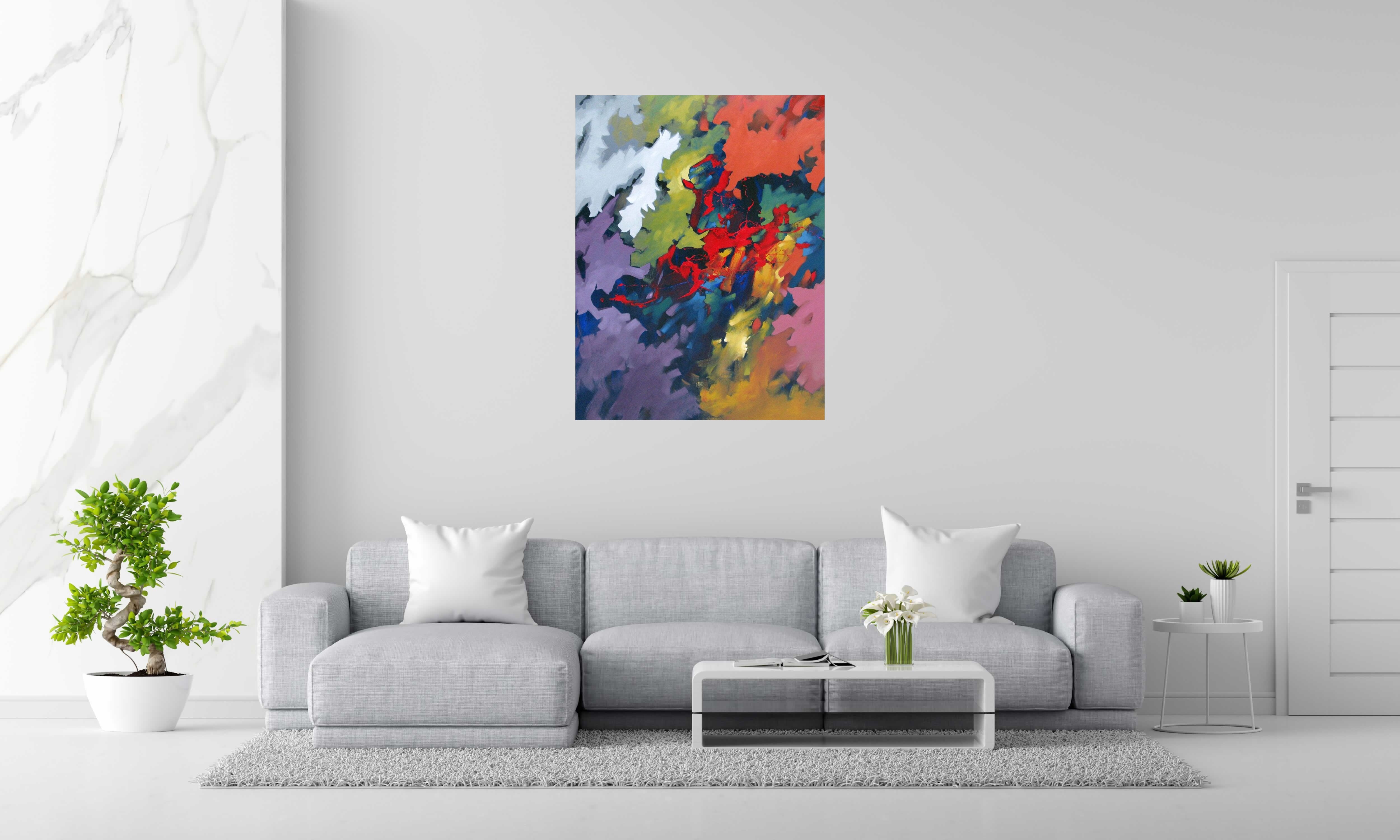 Tableau de BRUNEAU a pour titre  PEINTURE ABSTRAITE 49 style abstrait dim : BRUNEAUprix: