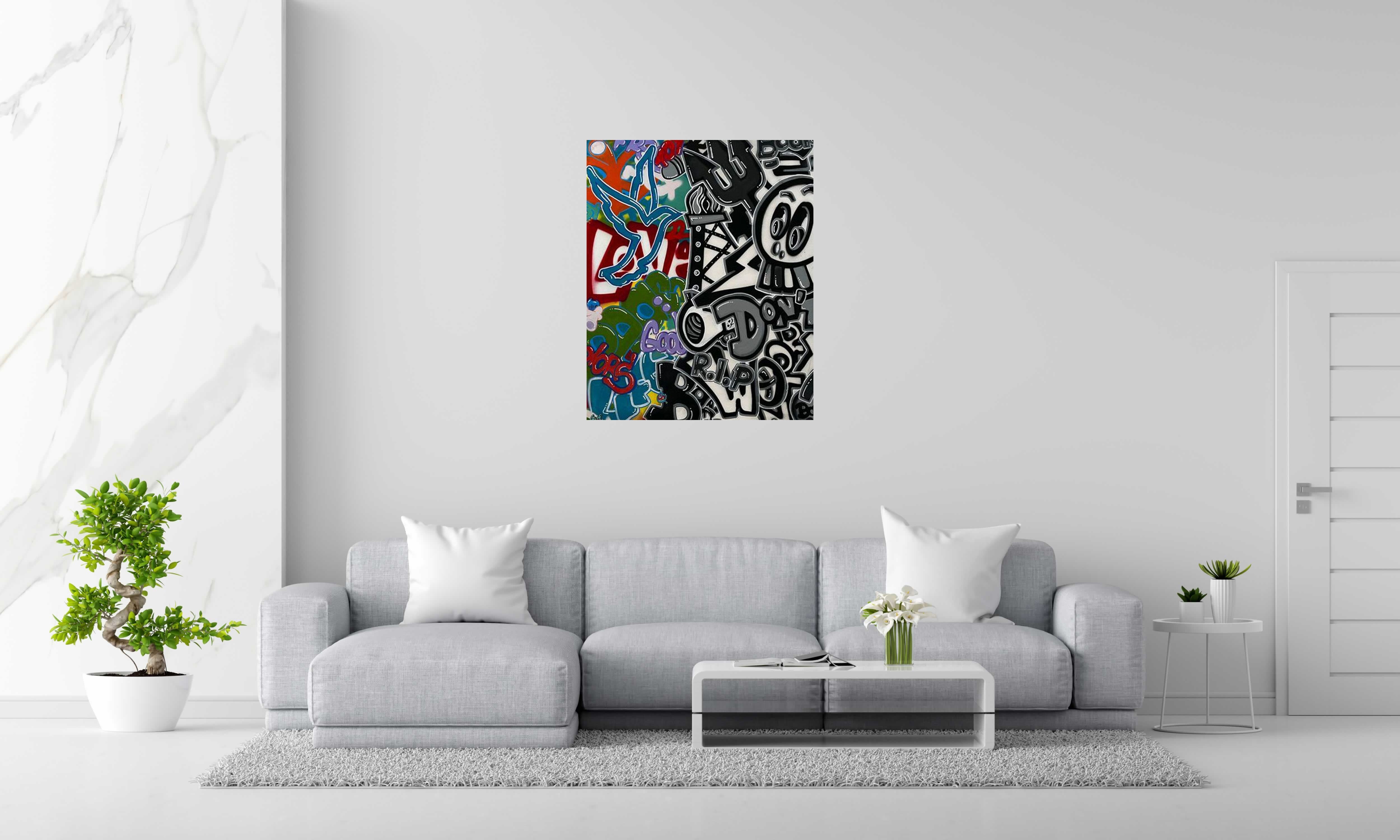 Tableau de GUTI a pour titre  RIP WHY style graffiti, street art dim : GUTIprix:850