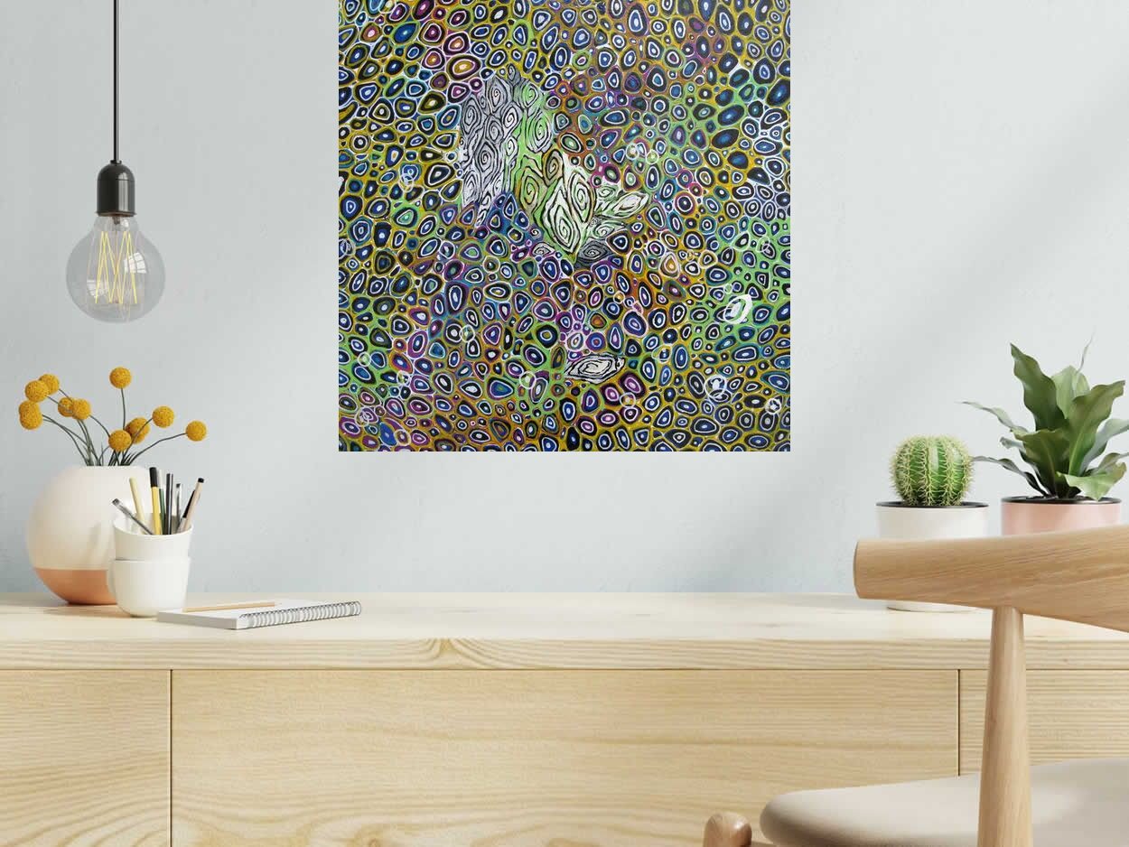 Tableau de JAVIER RAMIREZ a pour titre  MICROCOSME 12 style abstrait dim : JAVIER RAMIREZprix: