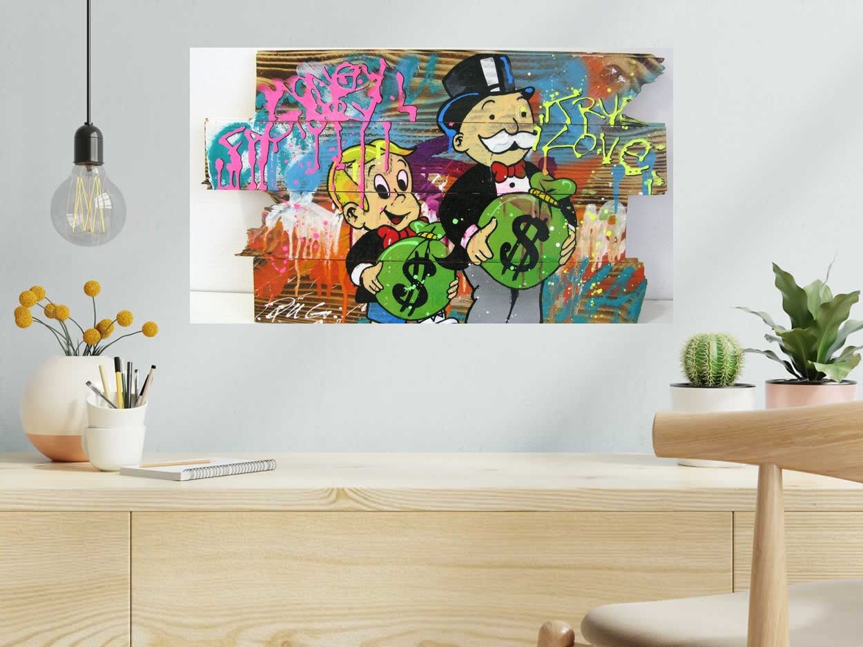 Tableau de JUG a pour titre  MONEY FAMILY style street pop art dim : JUGprix:350