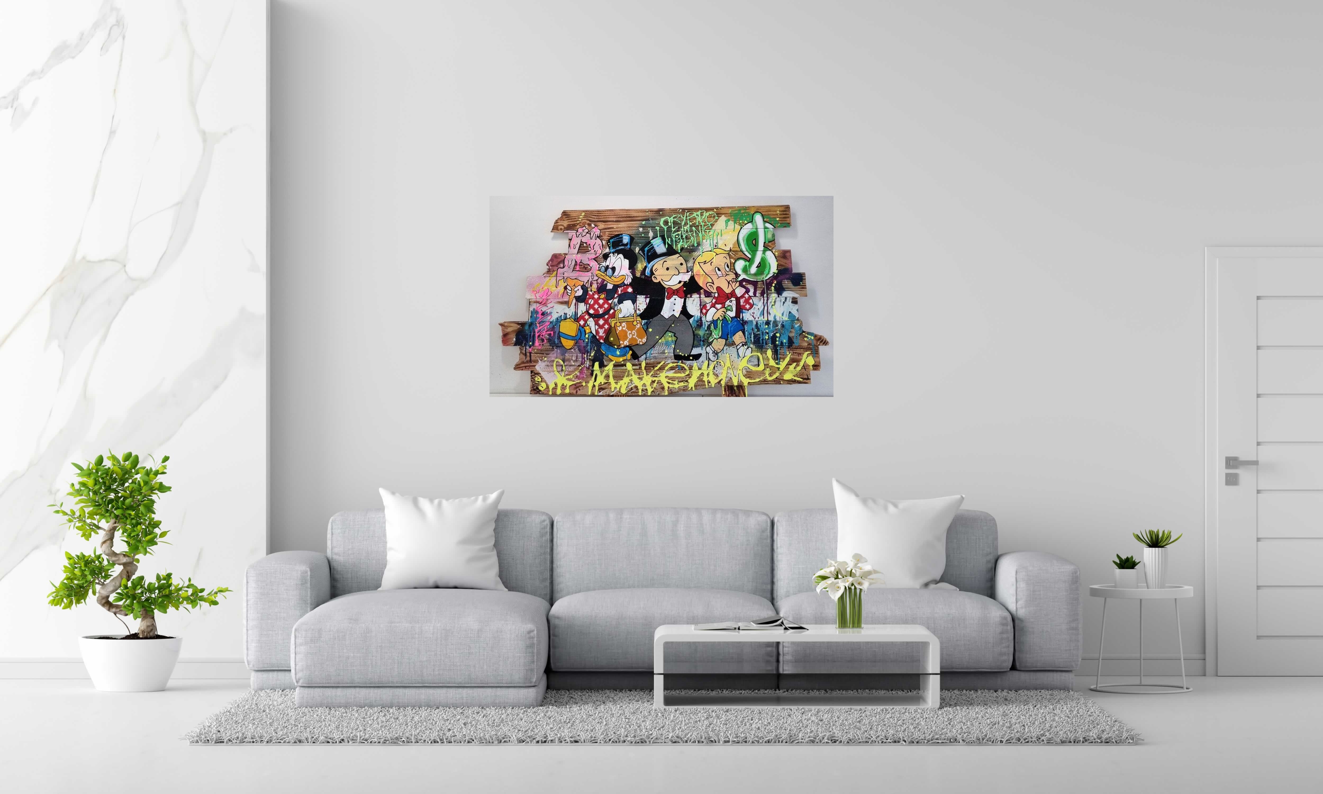 Tableau de JUG a pour titre  MAKE MONEY style street pop art dim : JUGprix:950
