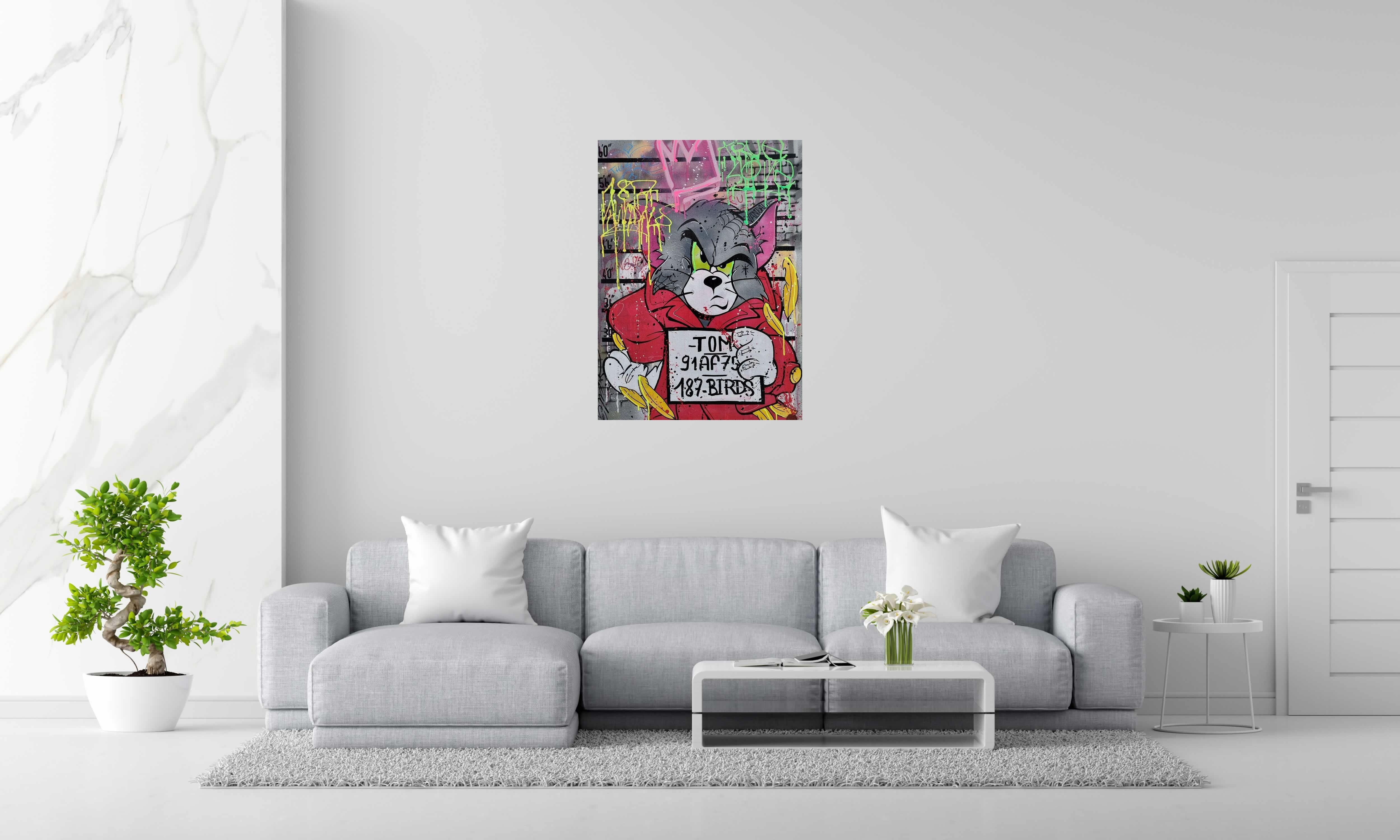 Tableau de JUG a pour titre  TOM CAT'S style street pop art dim : JUGprix:700