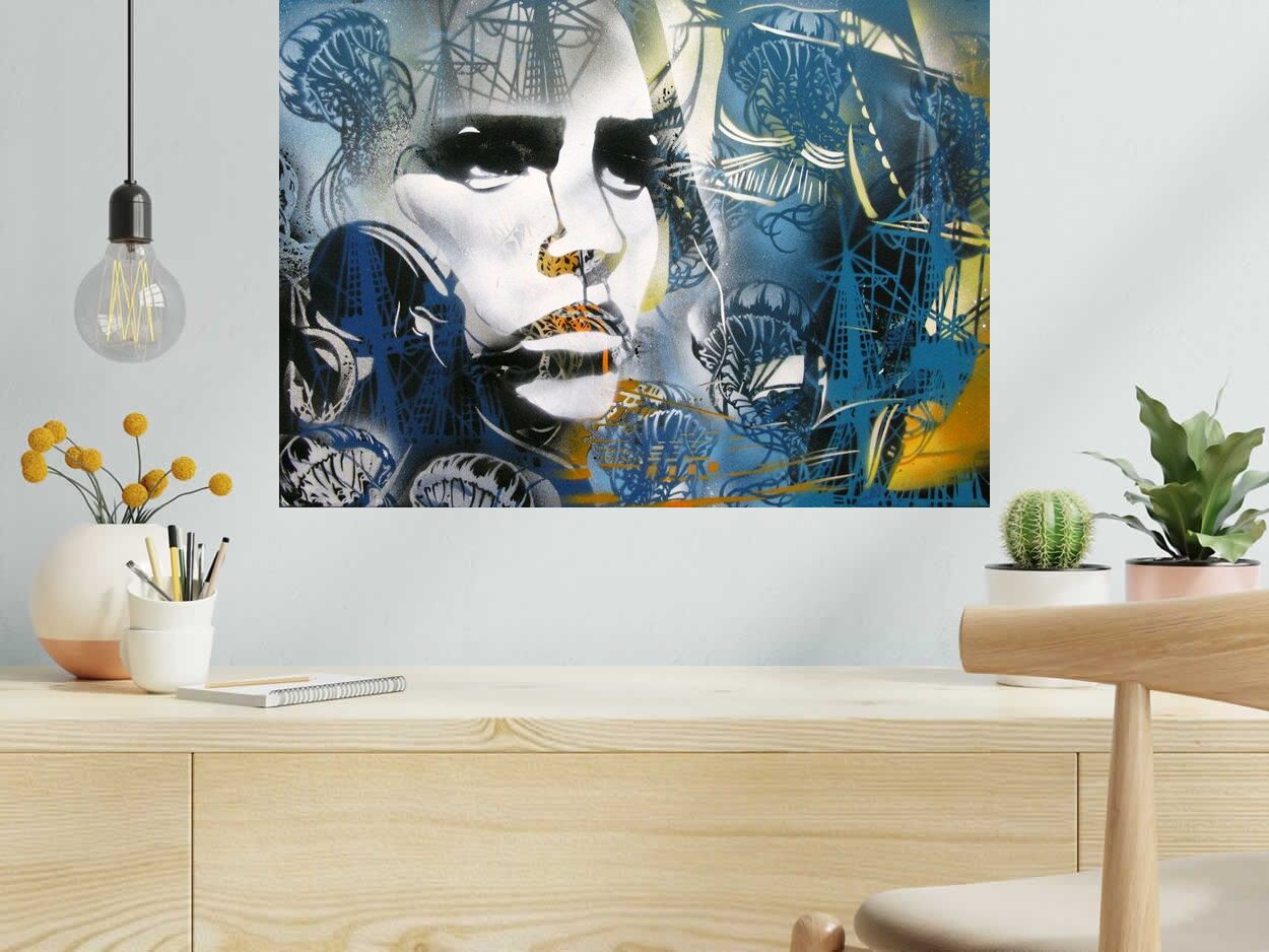 Tableau de KARO TRASS a pour titre  PONT D'ATTACHE style street pop art, street art dim : KARO TRASSprix:350