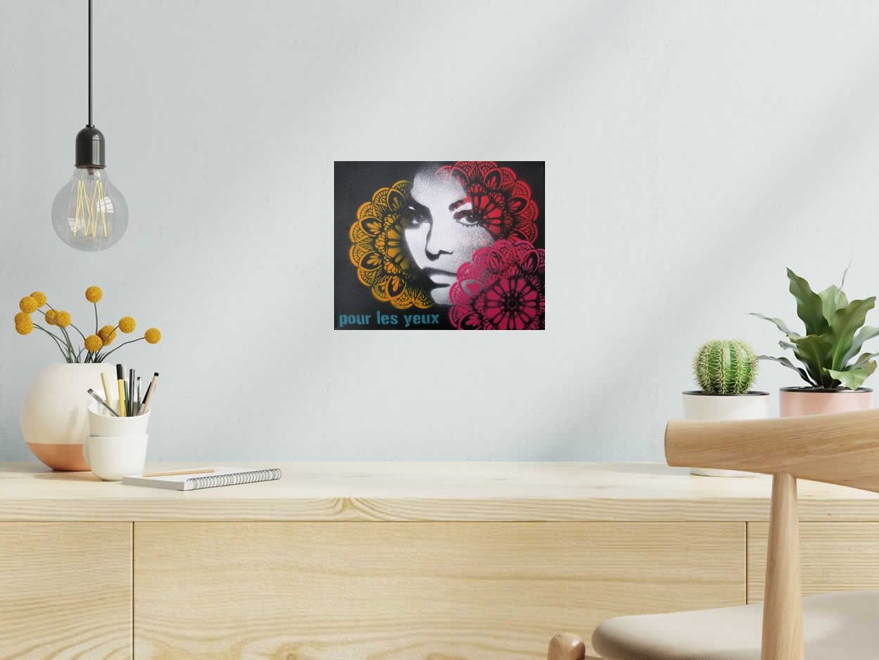 Tableau de KARO TRASS a pour titre  SHANTI EYES style street pop art, street art dim : KARO TRASSprix:150
