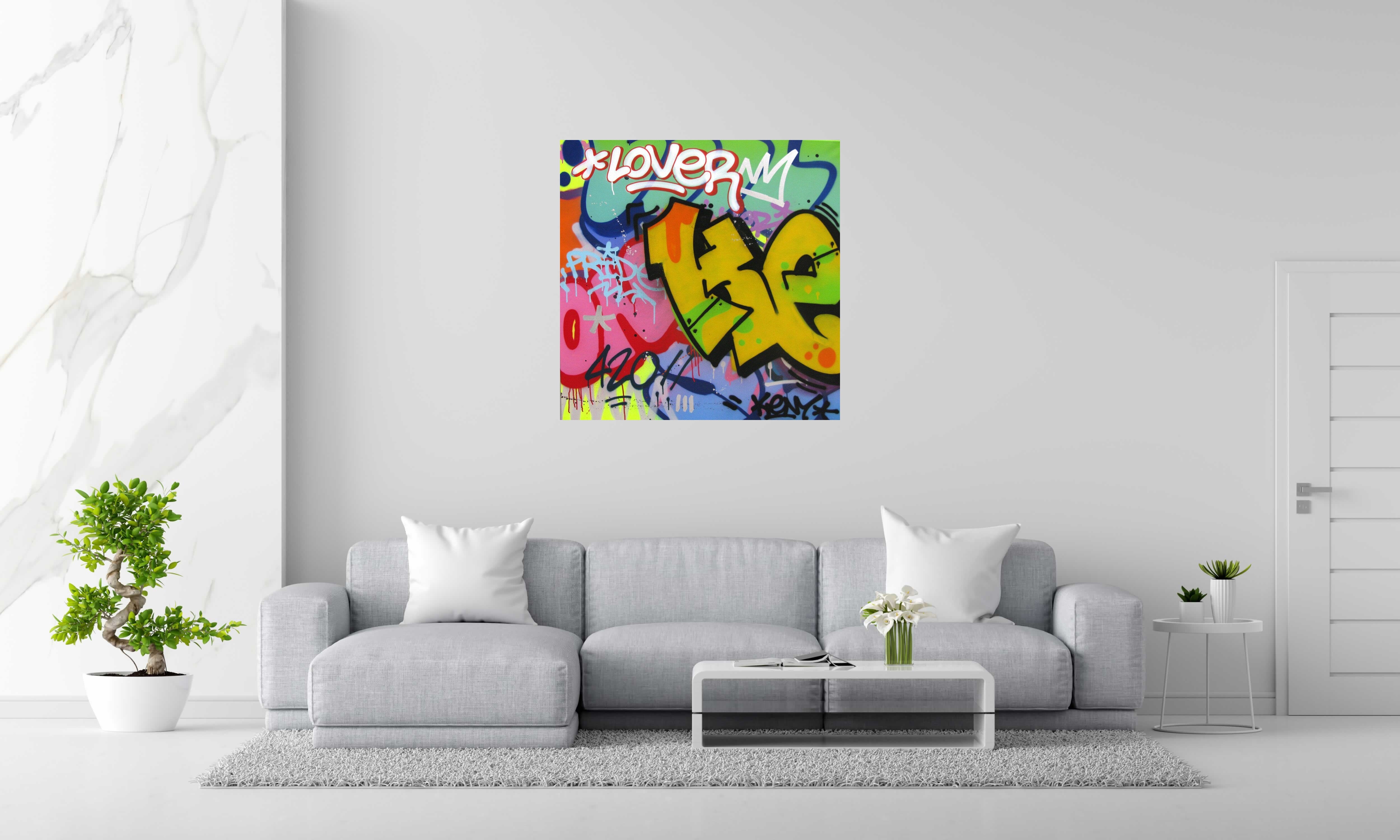 Tableau de KENY a pour titre  LOVER TOYZER style graffiti, street art dim : KENYprix:800
