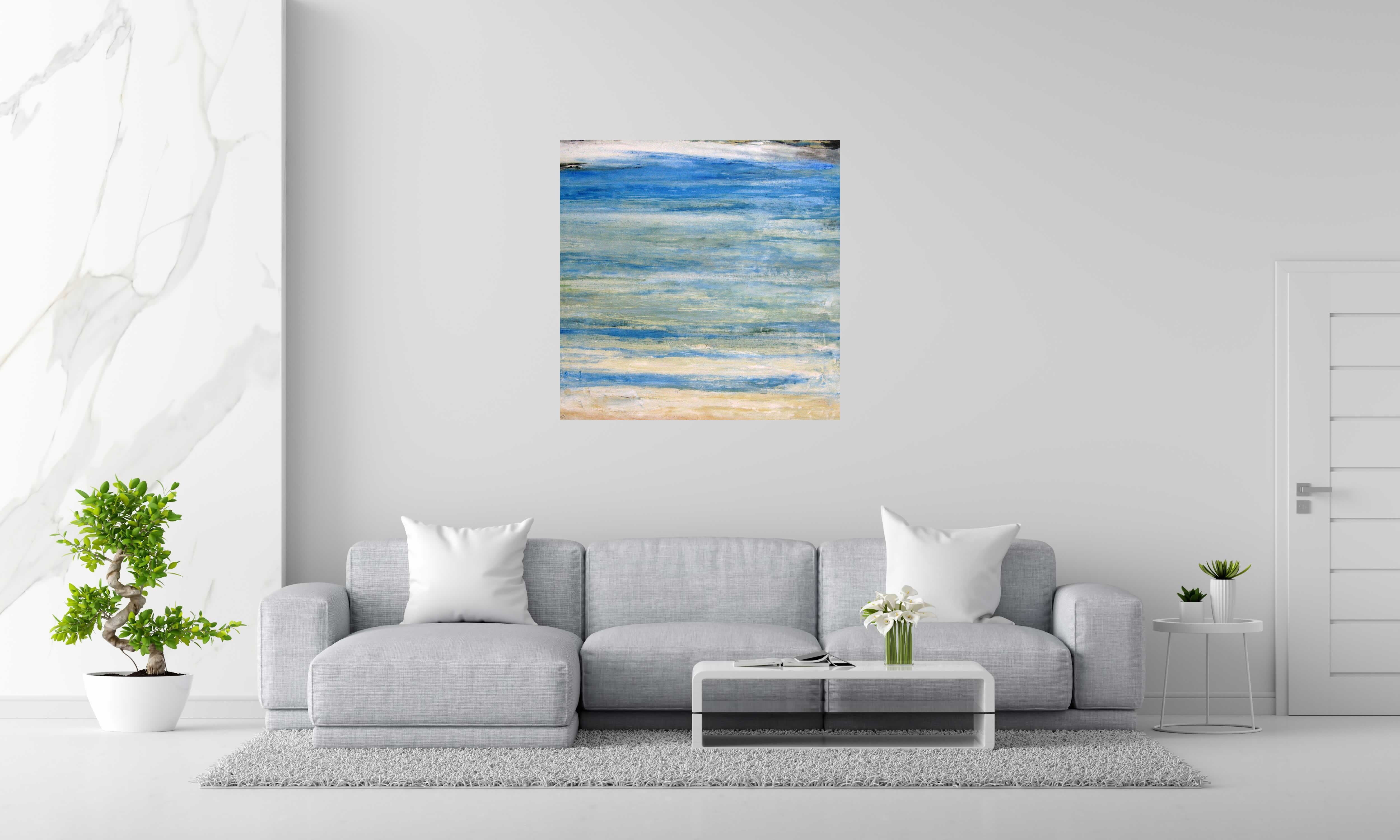 Tableau de PASCALE JACQUEMOND a pour titre  BLUE LINES style abstrait dim : PASCALE JACQUEMONDprix: