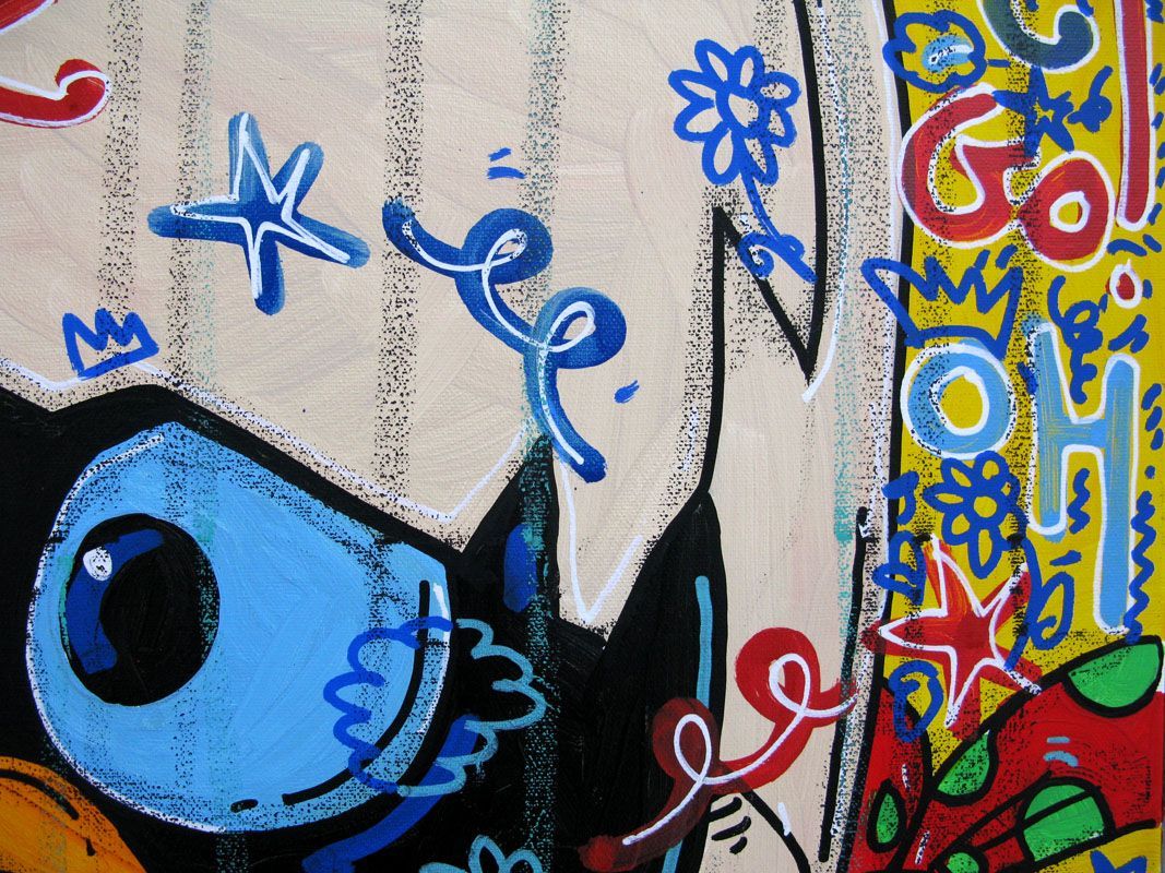 Tableau de RICO SAB a pour titre  Oups style street pop art, street art dim : RICO SABprix:290