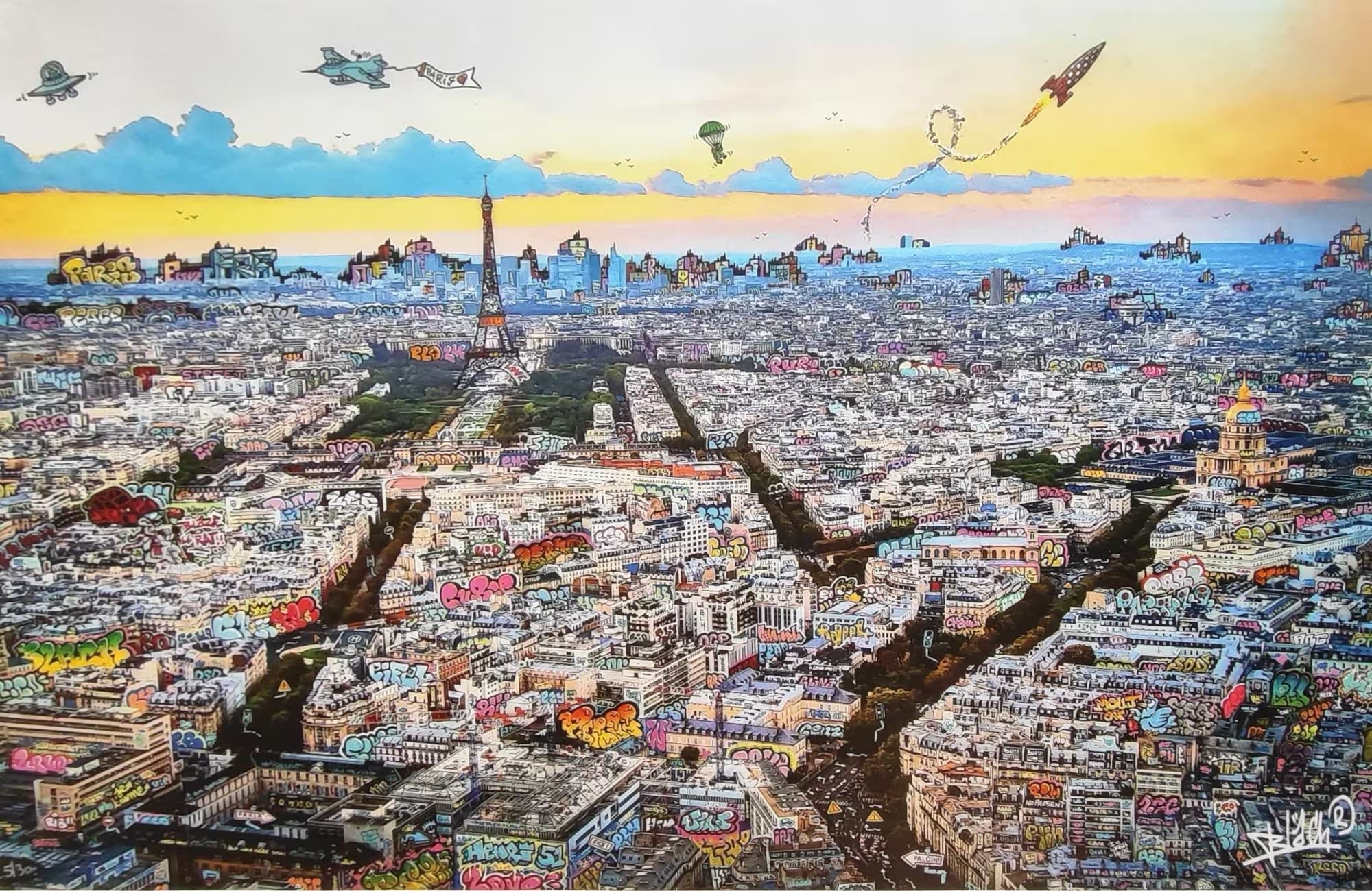 Editions d'art de BLACH a pour titre  Paris Blaze style graffiti, street art dim : BLACHprix:220