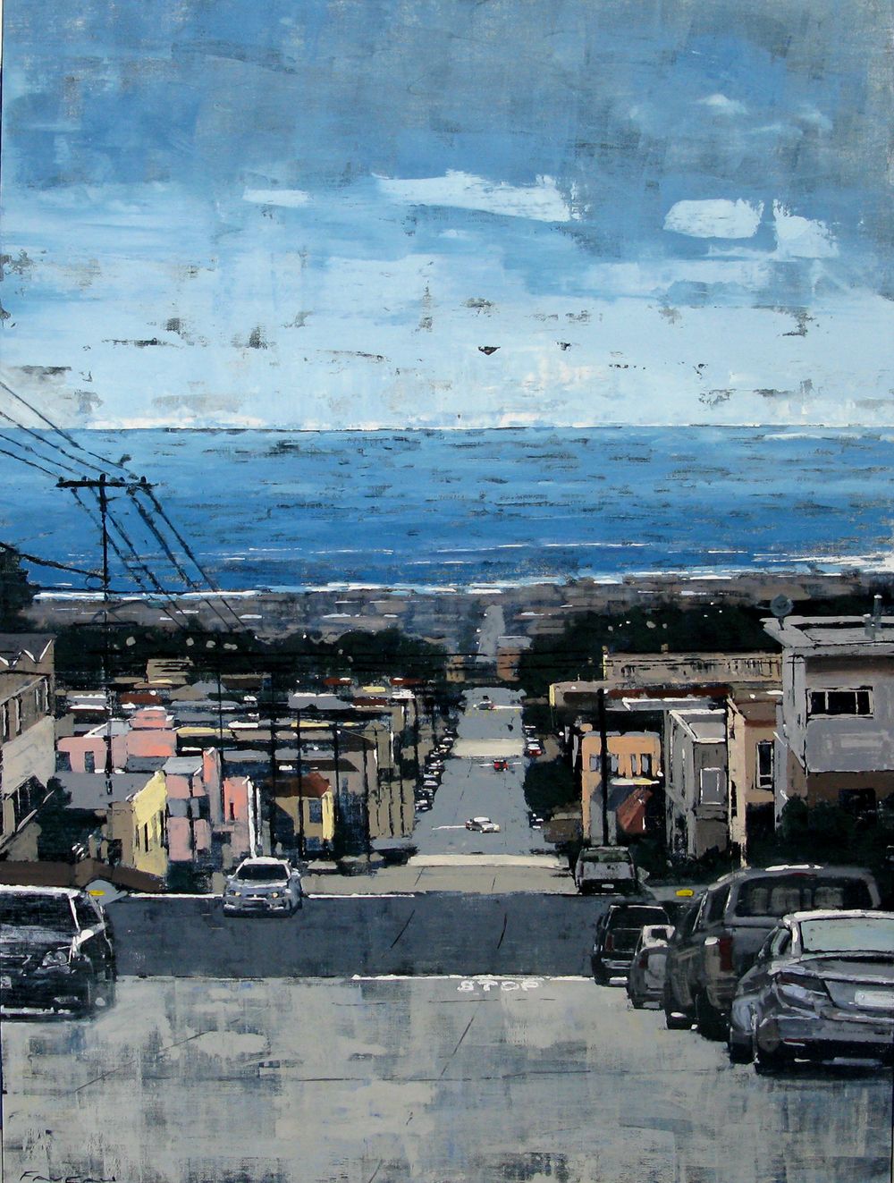 Tableau de ADRIEN FAVEAU a pour titre  Pacific Ocean, San Francisco style figuratif, graphique dim : ADRIEN FAVEAUprix:2800