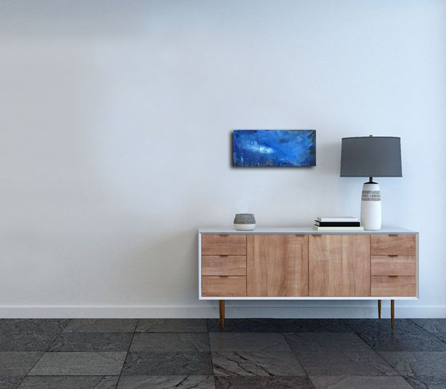 Tableau de PASCALE JACQUEMOND a pour titre  BLUE WATER style abstrait dim : PASCALE JACQUEMONDprix: