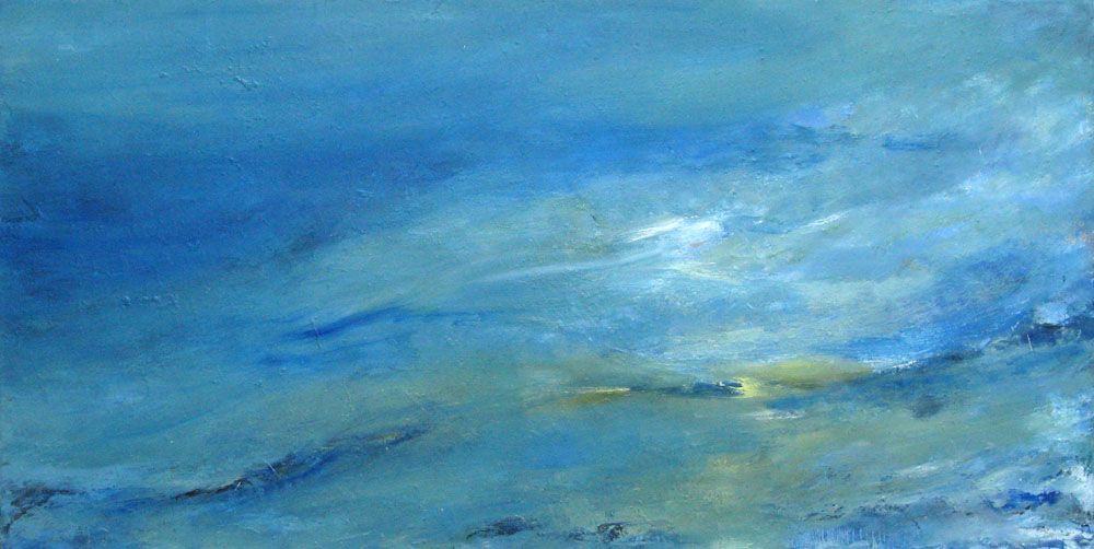 Tableau de PASCALE JACQUEMOND a pour titre  PAYSAGE BLEU style abstrait dim : PASCALE JACQUEMONDprix:800
