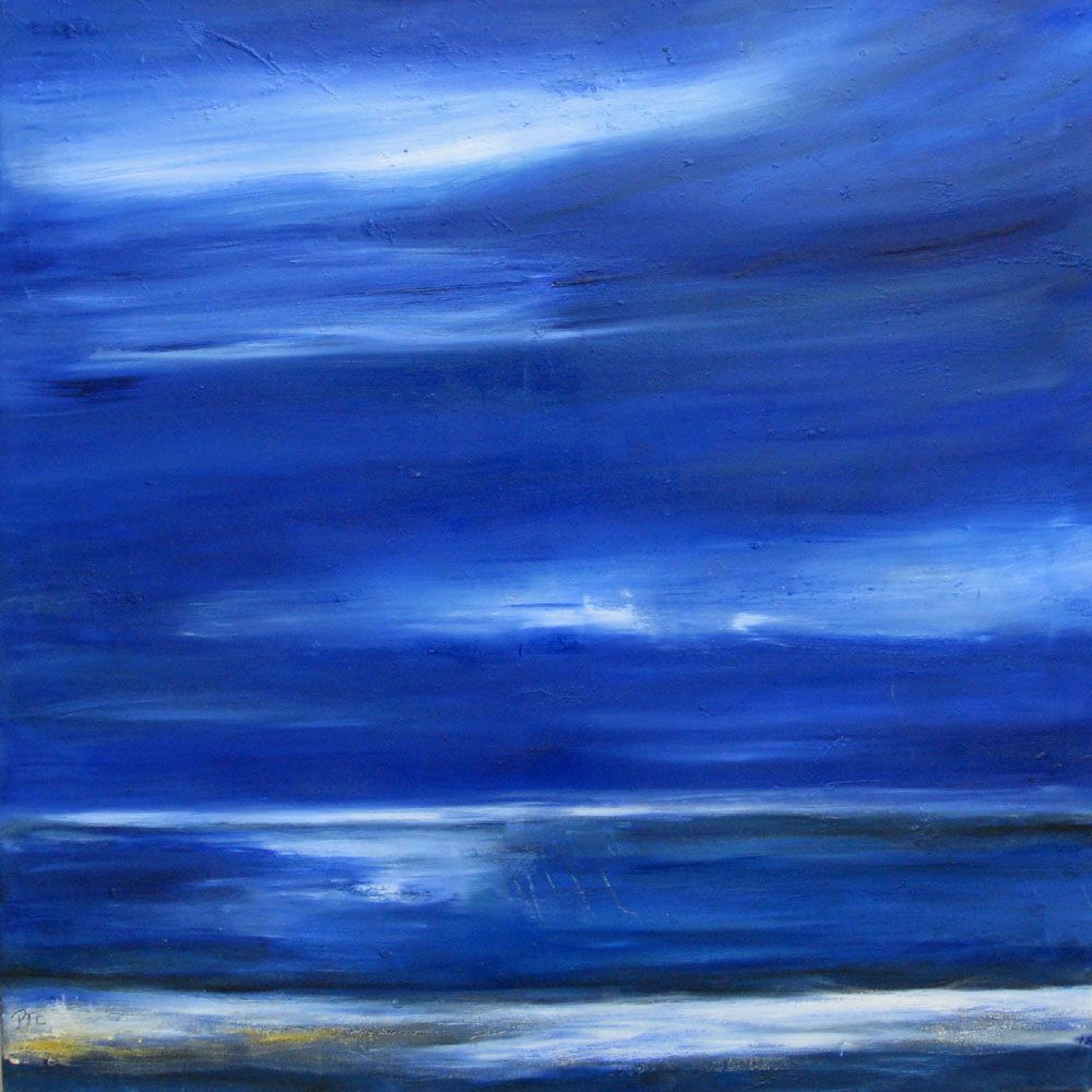 Tableau de PASCALE JACQUEMOND a pour titre  La mer la nuit style abstrait dim : PASCALE JACQUEMONDprix:700