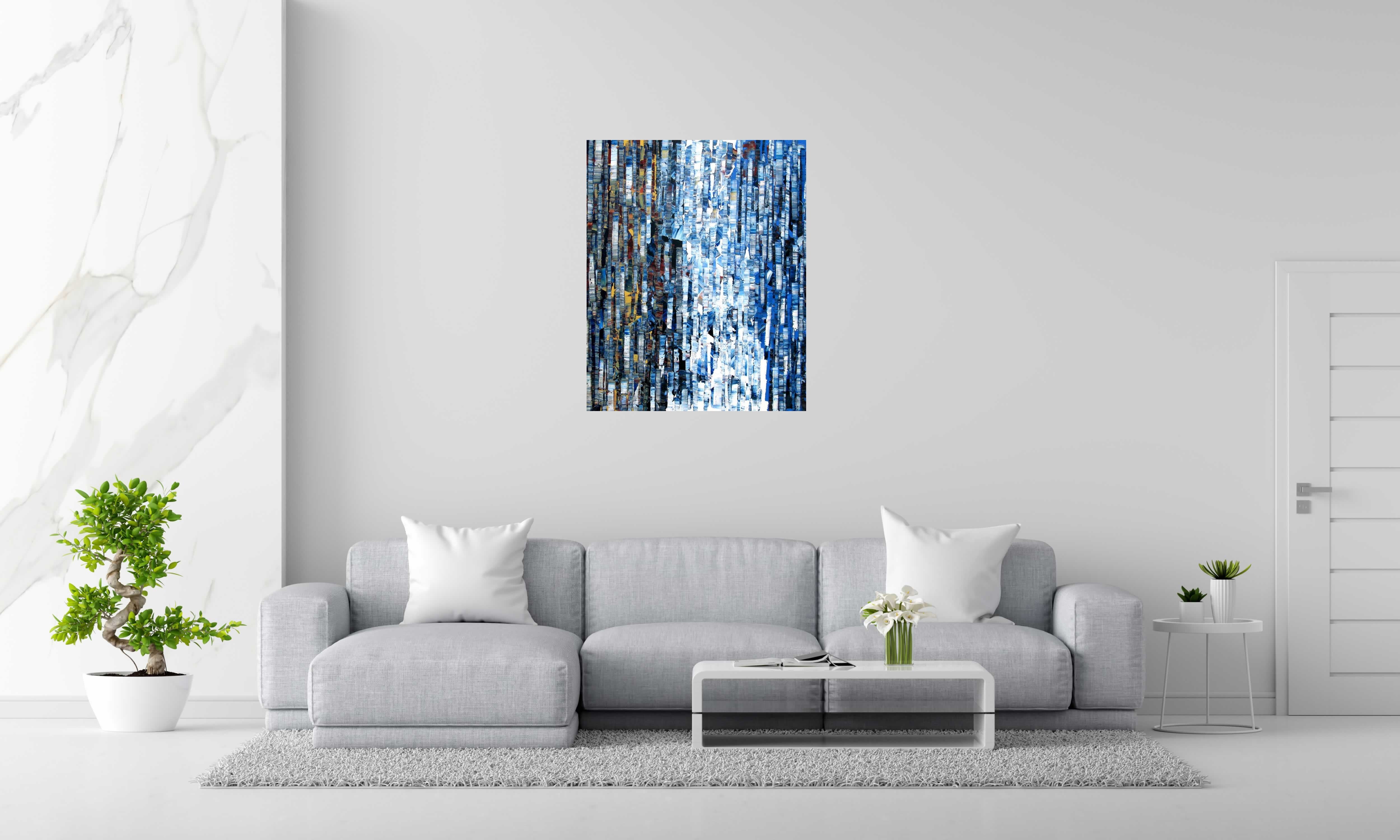 Peinture Peinture abstraite 08-2024-44 de ALAIN BECANNE dans un intérieur – 81 × 100 cm