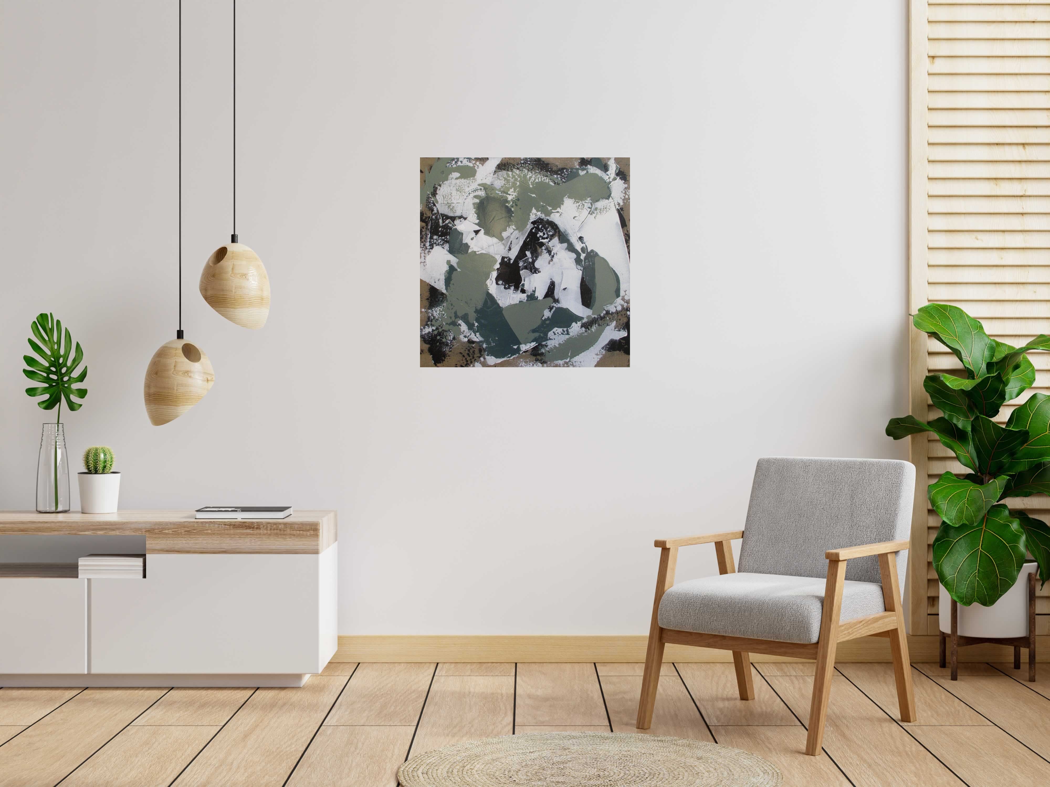 Peinture ARGILE 2 de CELINE WEBER dans un intérieur – 80 × 80 cm