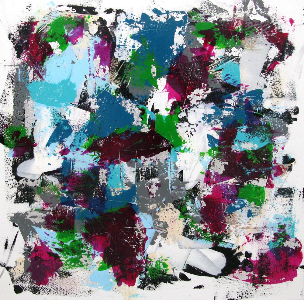 Peinture abstraite format xxl SUNNY – CELINE WEBER – 150 × 150 cm
