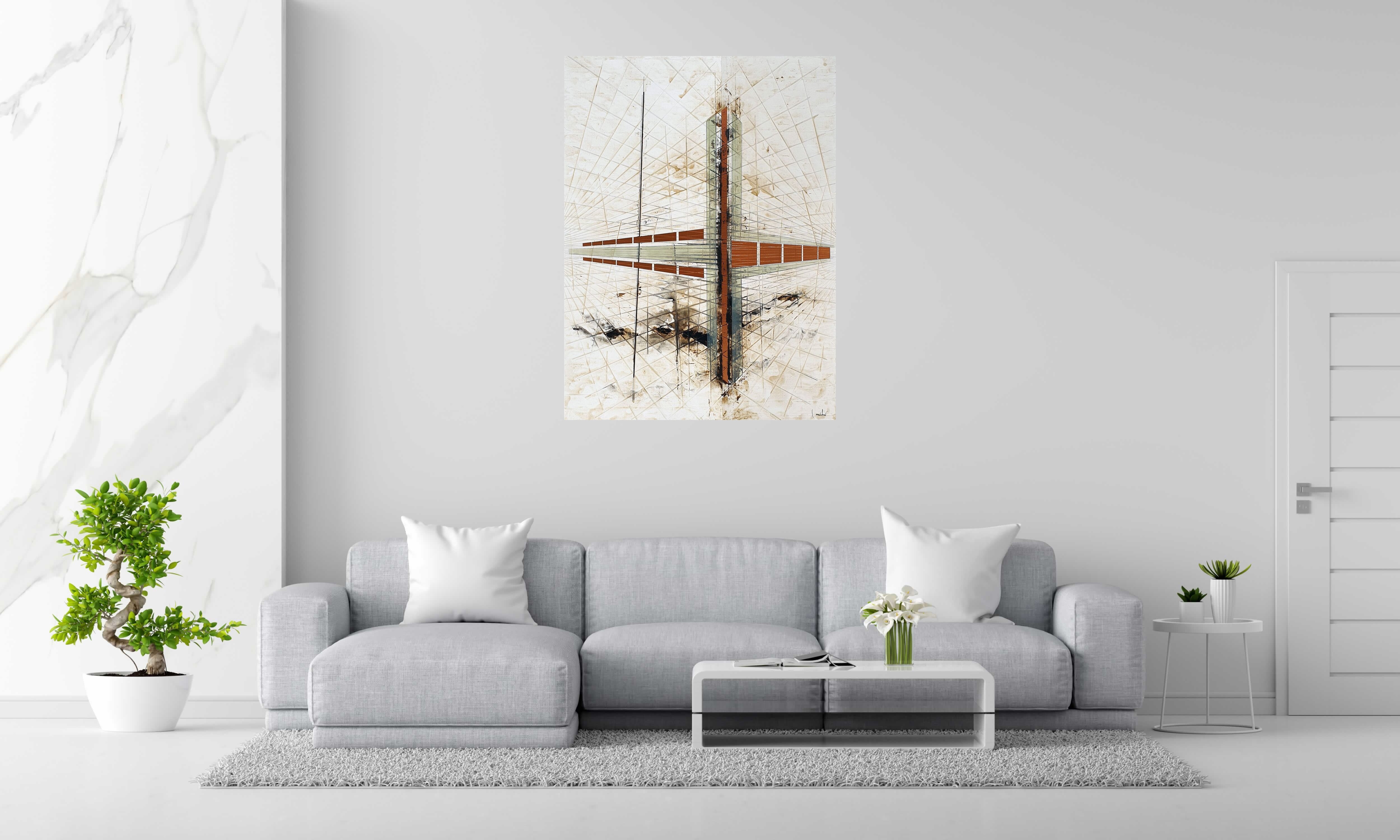 Peinture BRONZE AGE de LUDOVIC MERCHER dans un intérieur – 97 × 130 cm