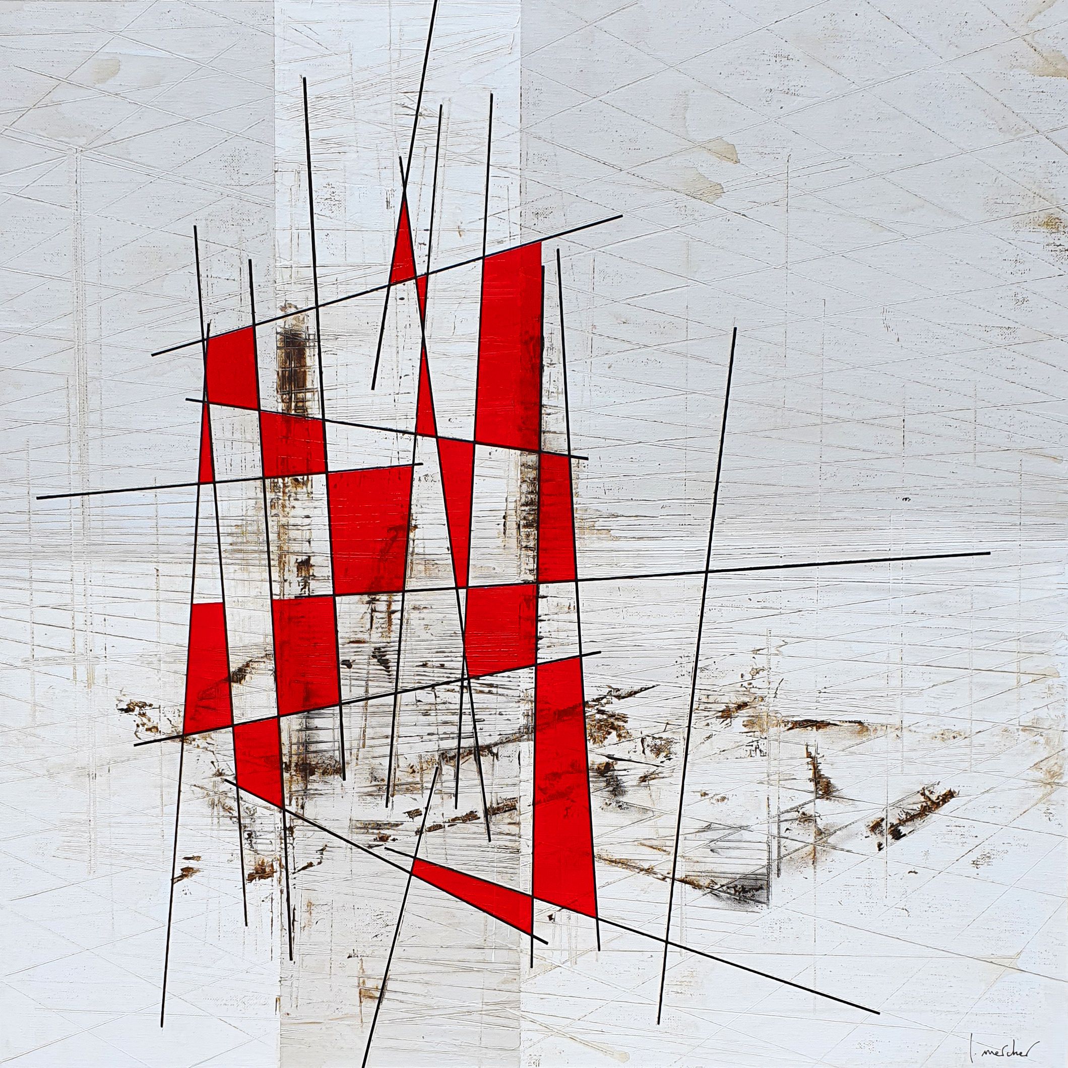 Peinture abstraite format xxl ÉCLATS – LUDOVIC MERCHER – 80 × 80 cm