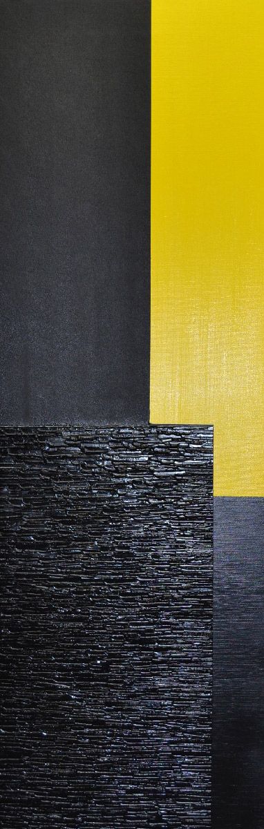Peinture abstraite format xxl noir et rouge Peinture 12-2025-56 – ALAIN BECANNE – 40 × 120 cm