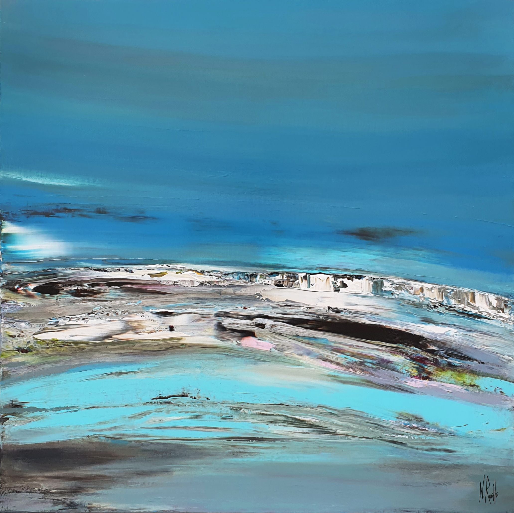 Peinture abstraite format xxl HOPE – RUELLE NICOLAS – 80 × 80 cm