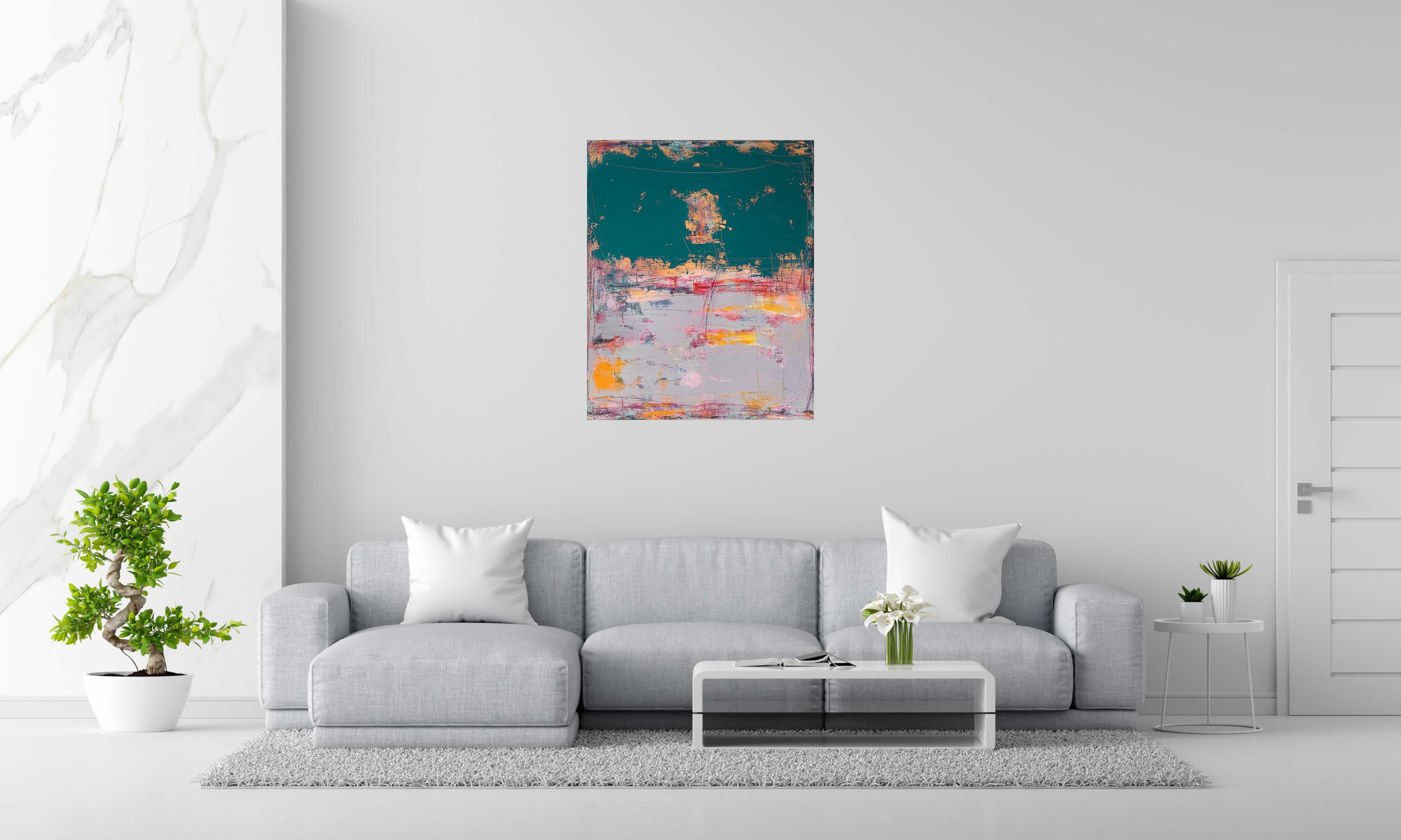 Peinture Nuances poudré de TANIA CARRARA dans un intérieur – 81 × 100 cm