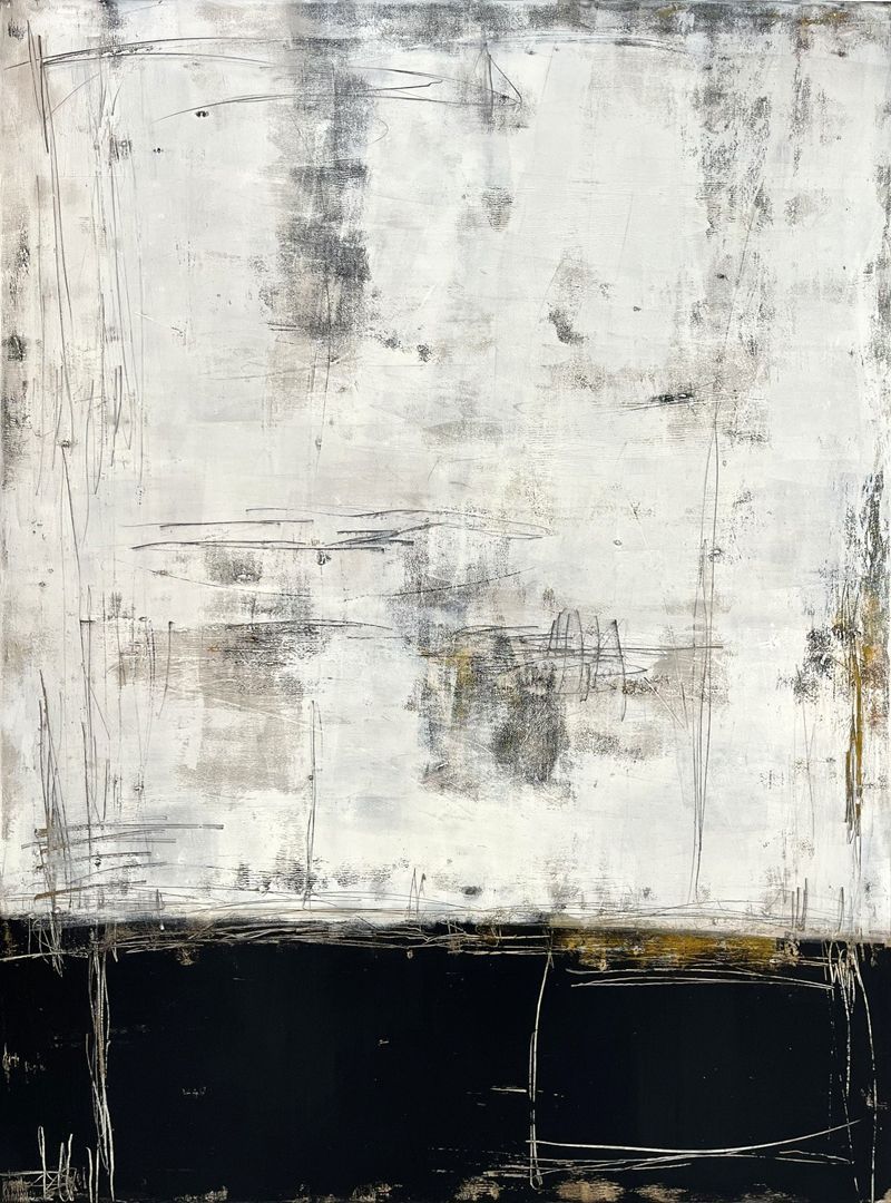 Peinture abstraite format xxl Sans-titre Blanc – TANIA CARRARA – 97 × 130 cm